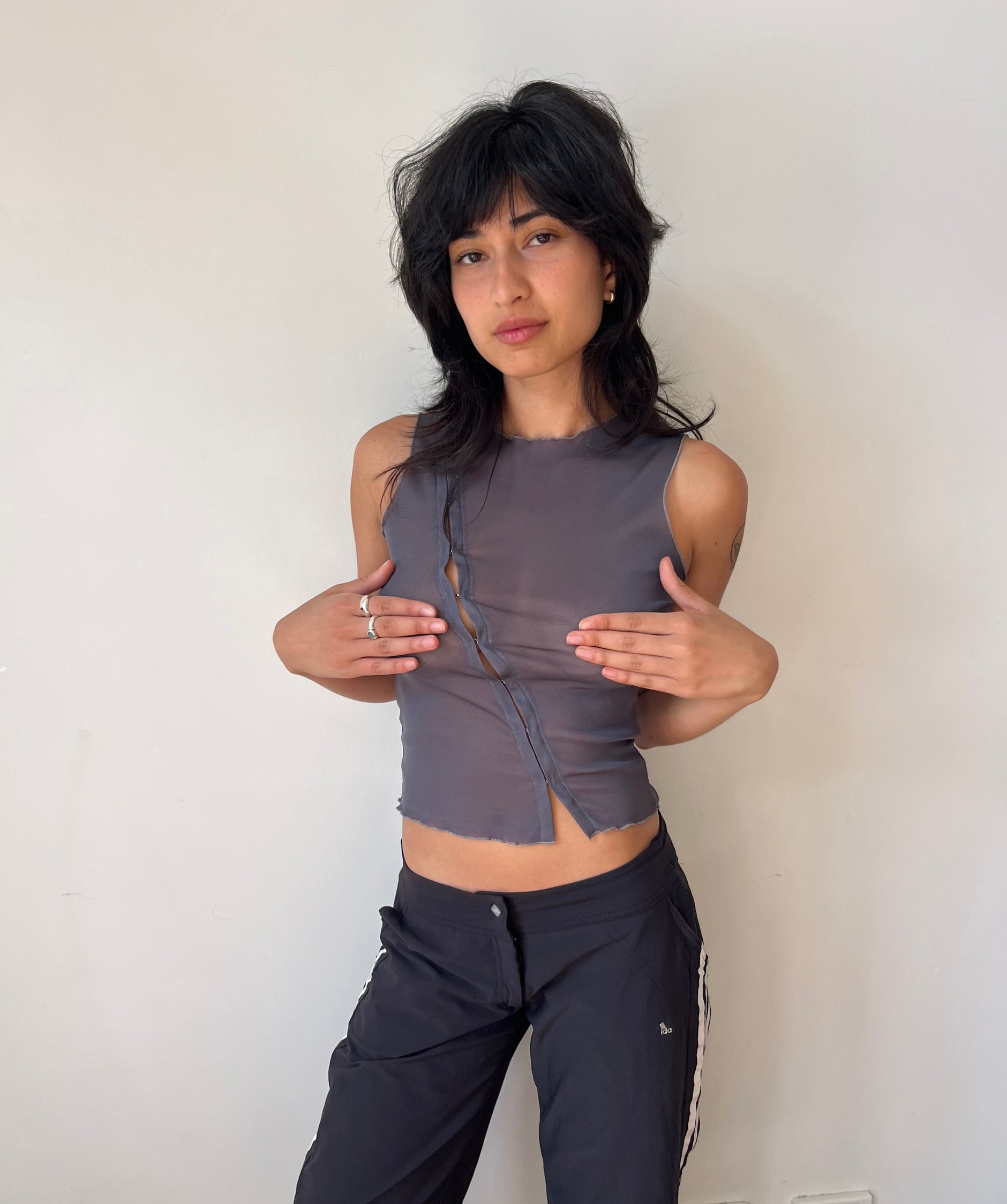 HOOK AND EYE MESH TANK