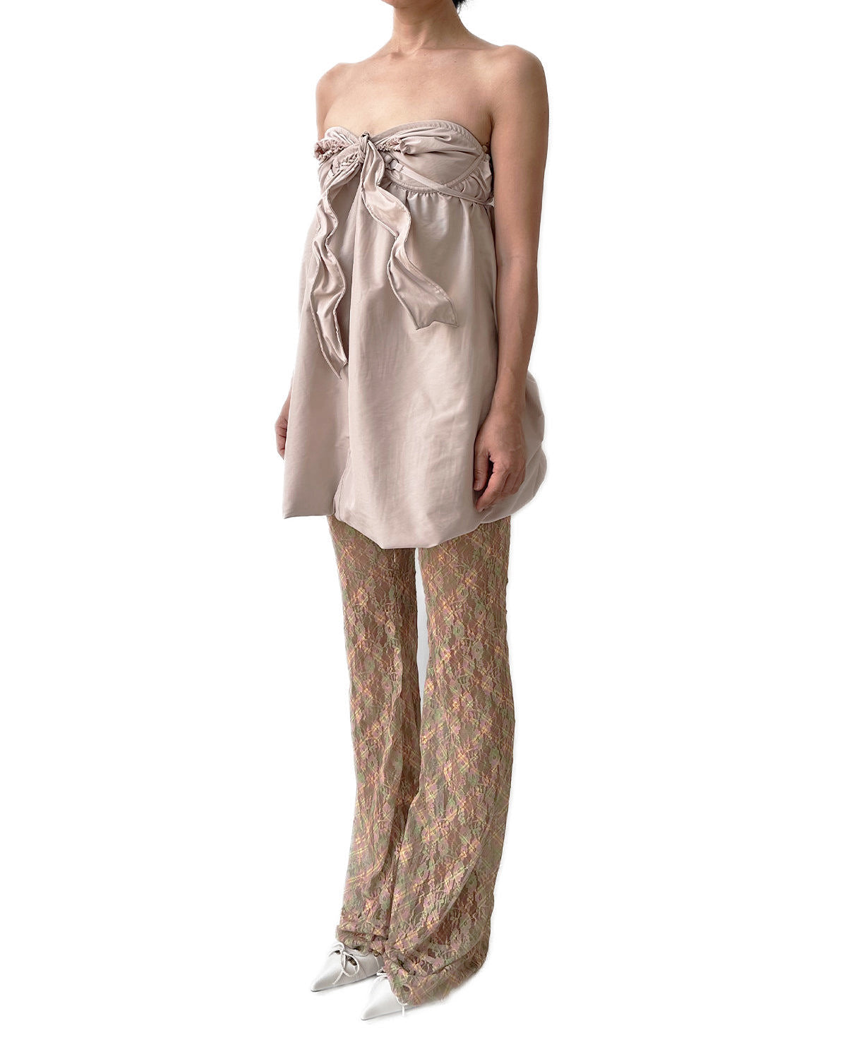 Baby Pink Nylon Bowtie Balloon Dress SS25 PRE-ORDER