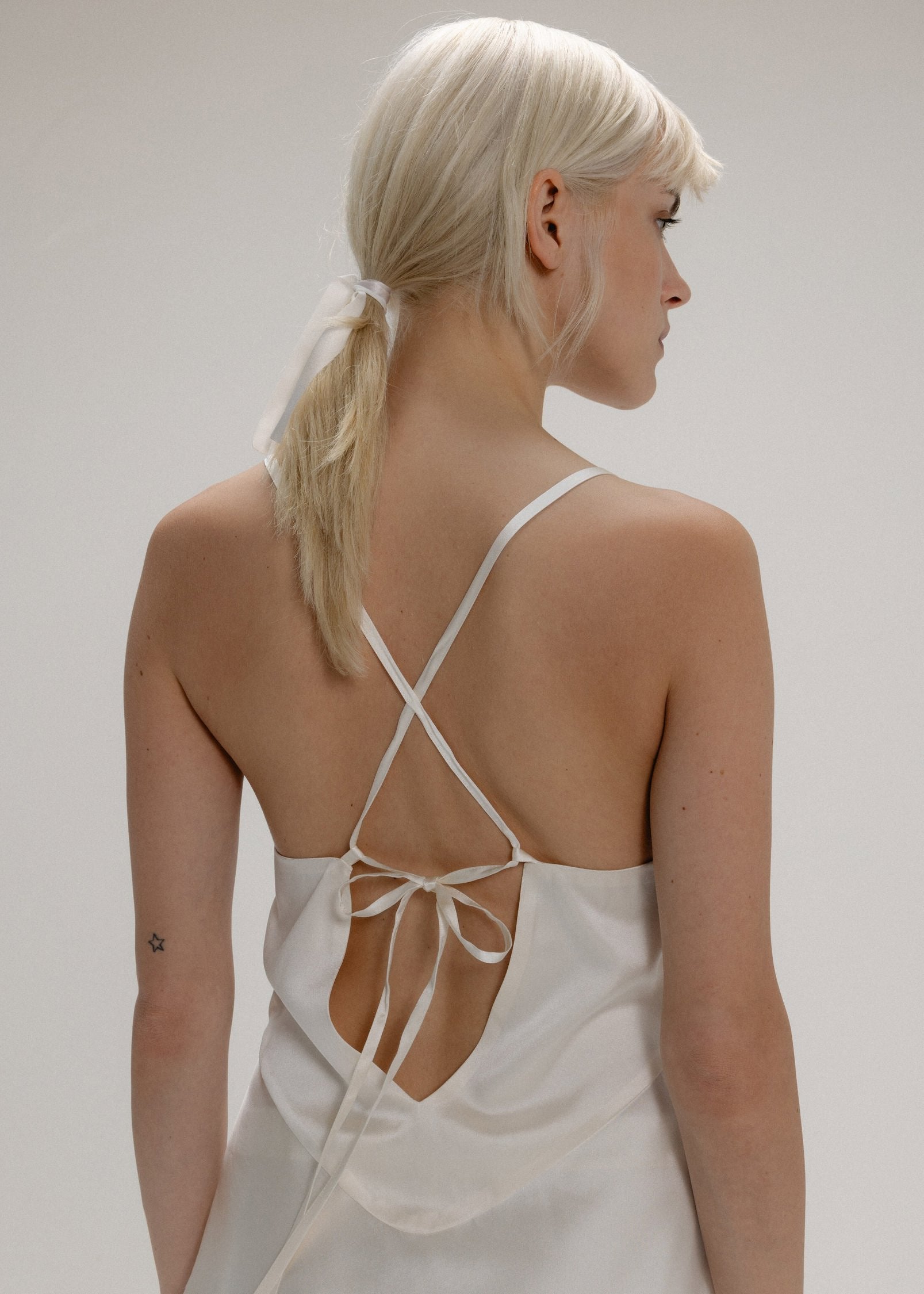 Maxi Silk Slip Dress in Milk White