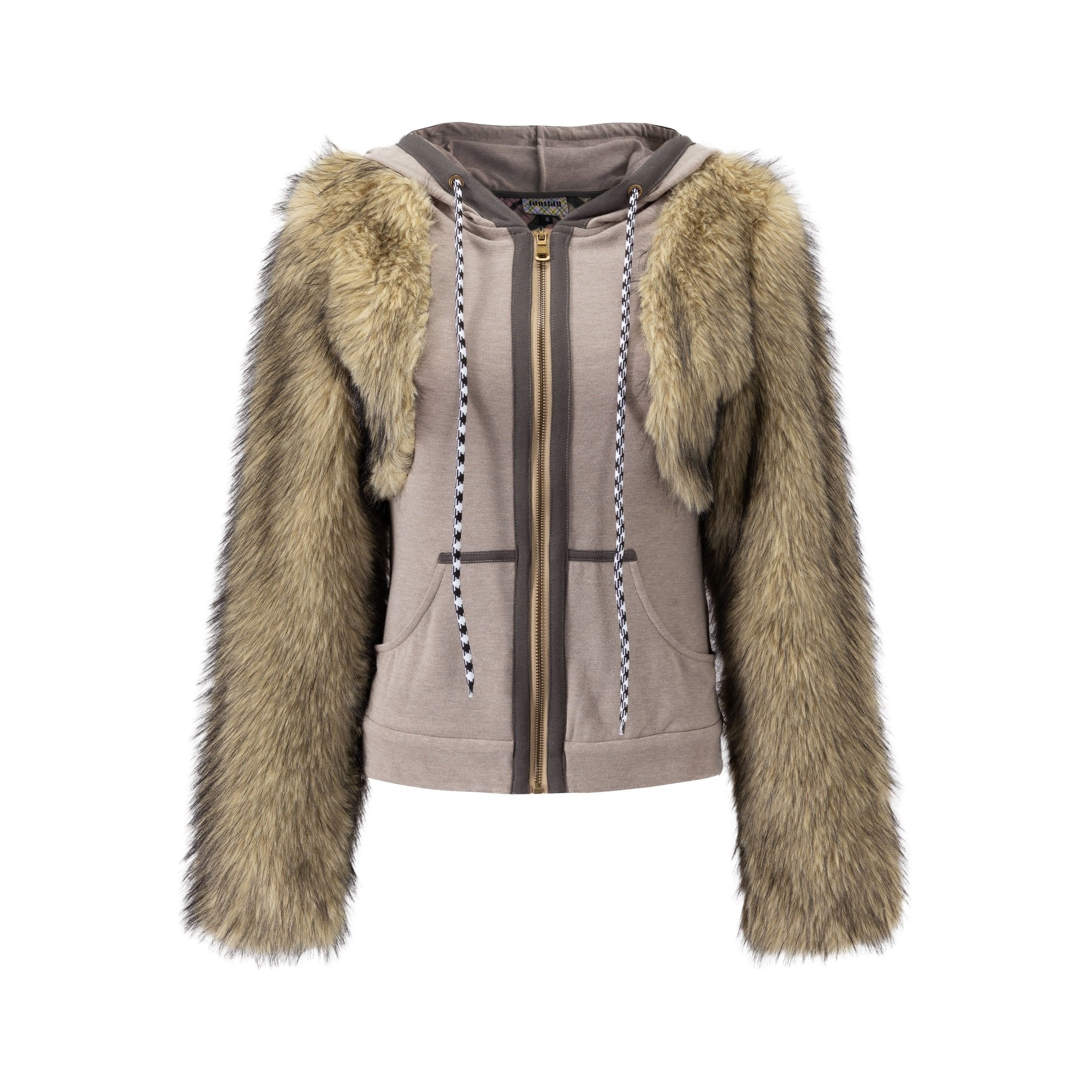 Straw Yellow Faux Fur Tracksuit Jacket