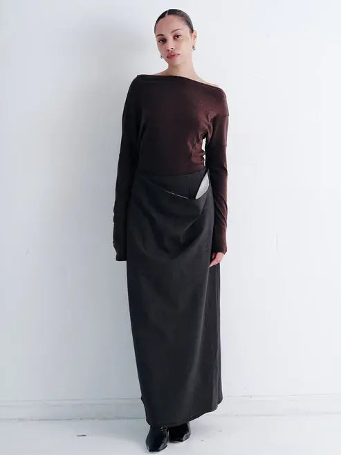 wool blend maxi skirt