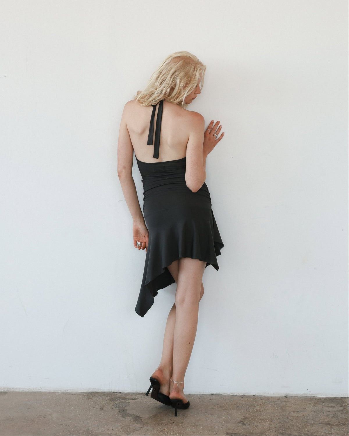RIVERA asymmetric dress - charcoal