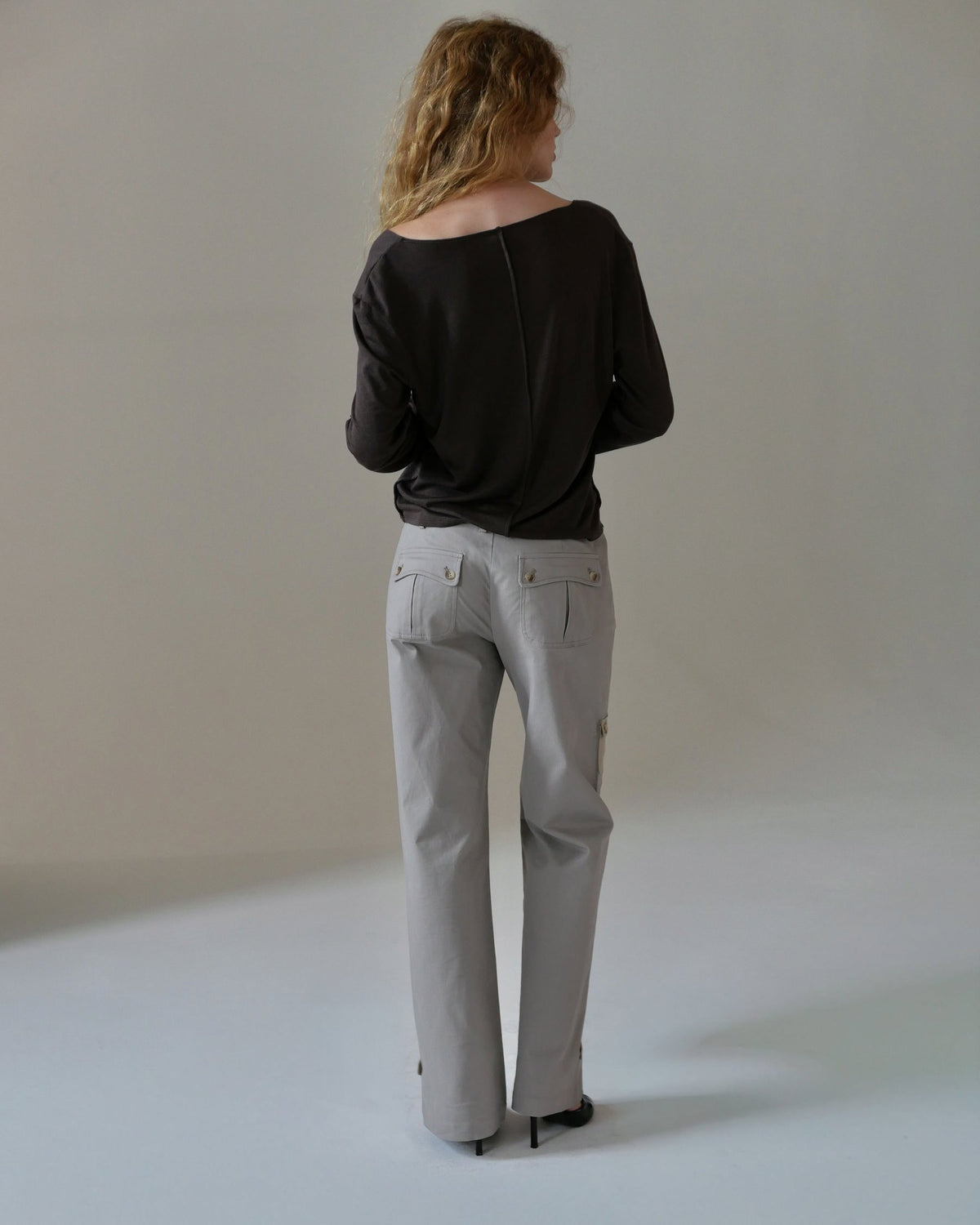 INES two tone cargo pants - light grey