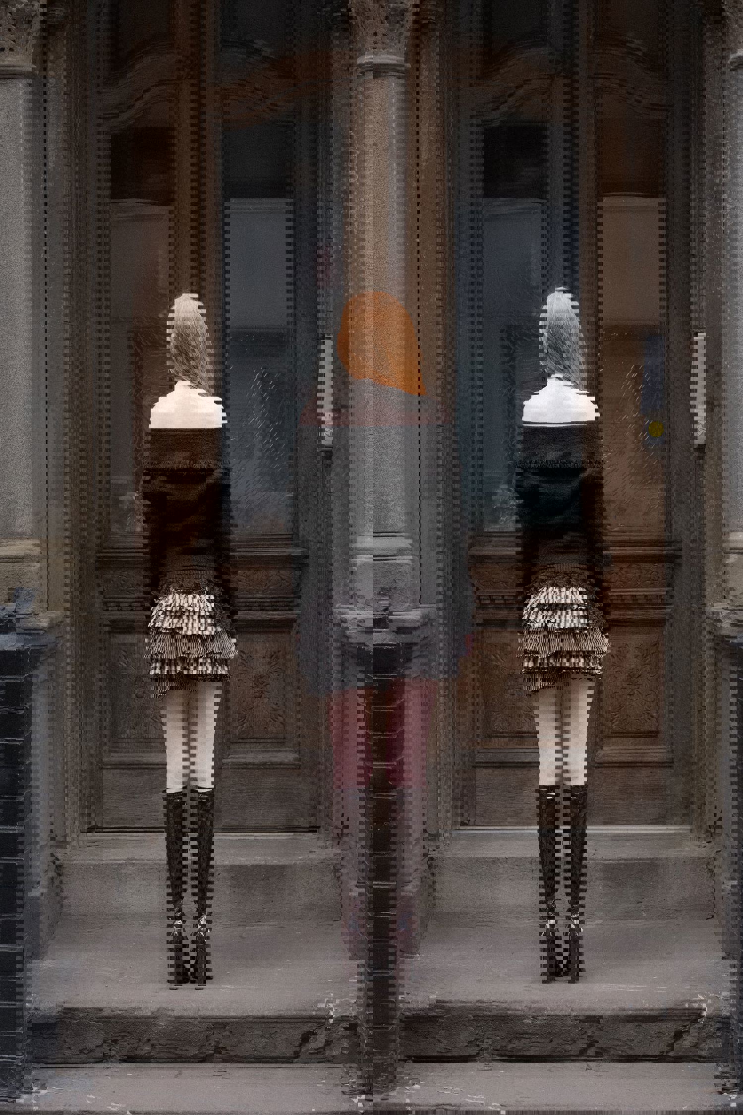 Ragged Off Shoulder Knit Cardigan