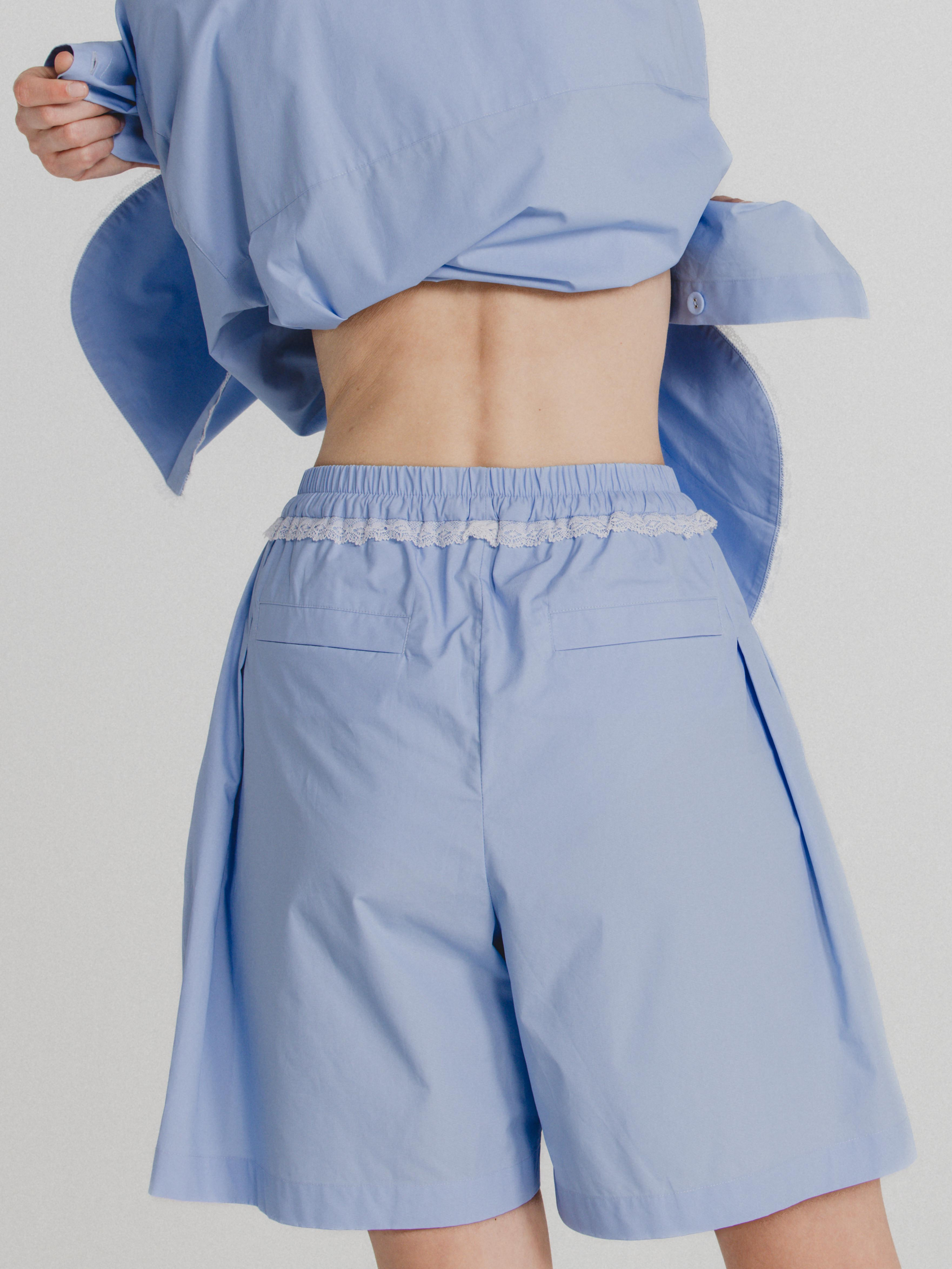 Cotton Poplin Shorts in Sky Blue