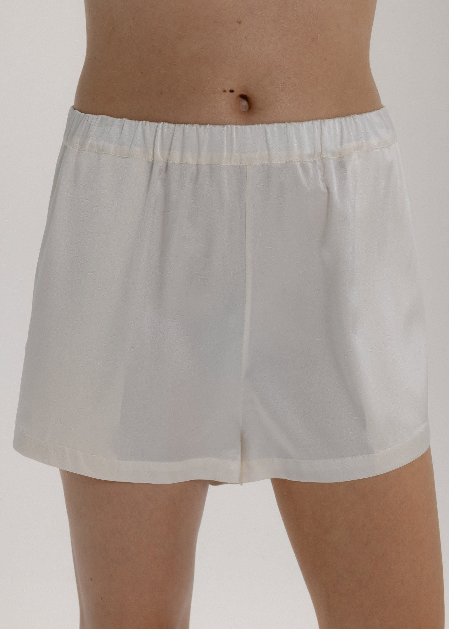 Silk Mini Shorts in Milk White