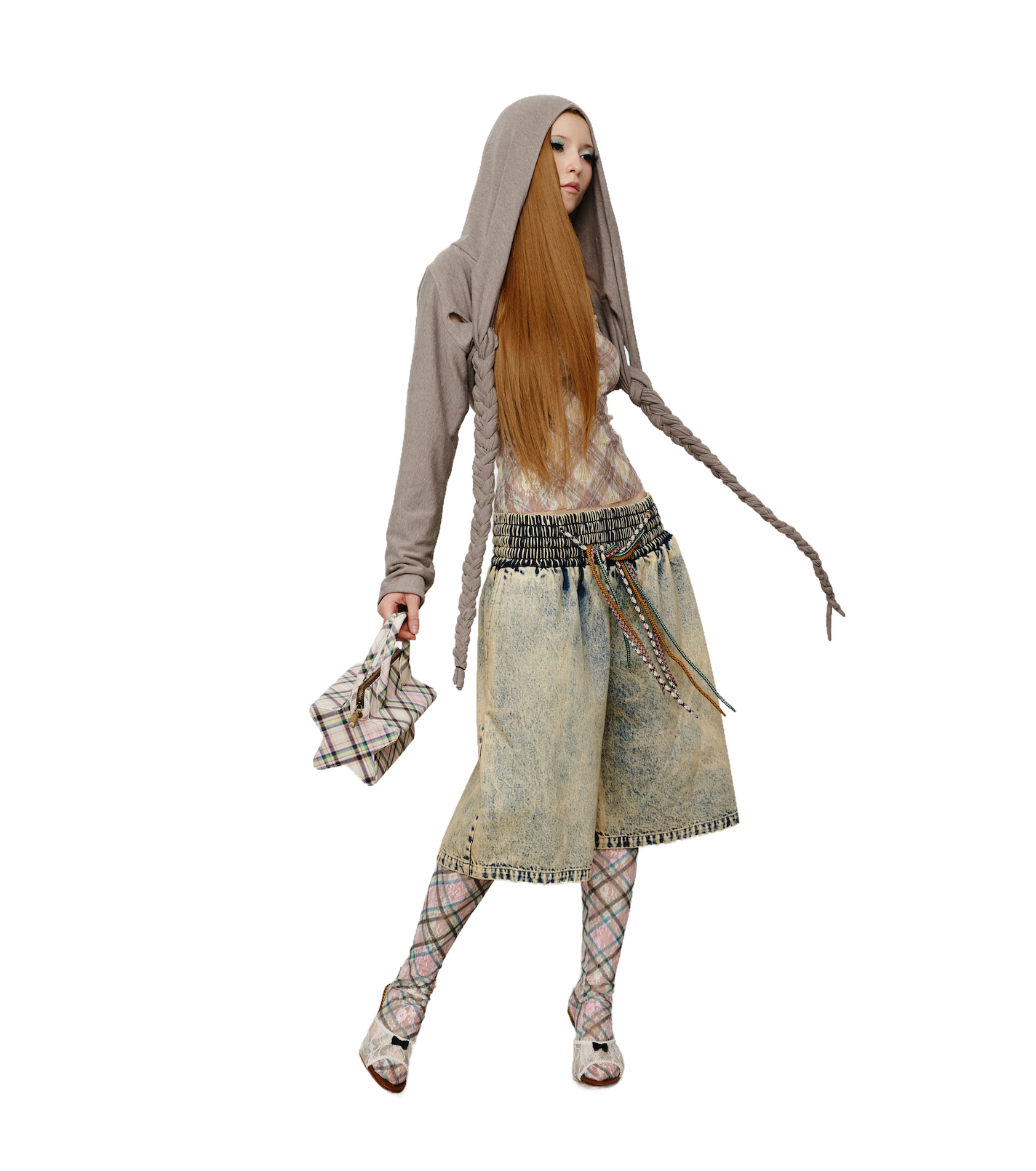 4-string Oversized Denim Shorts Washout Blue
