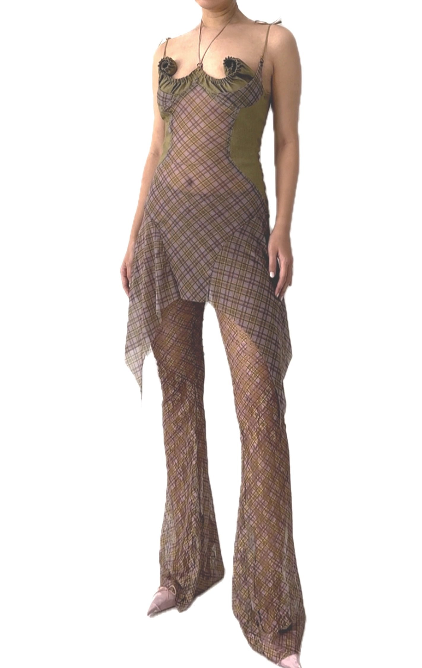 Swirl Patched Halter Mini Dress