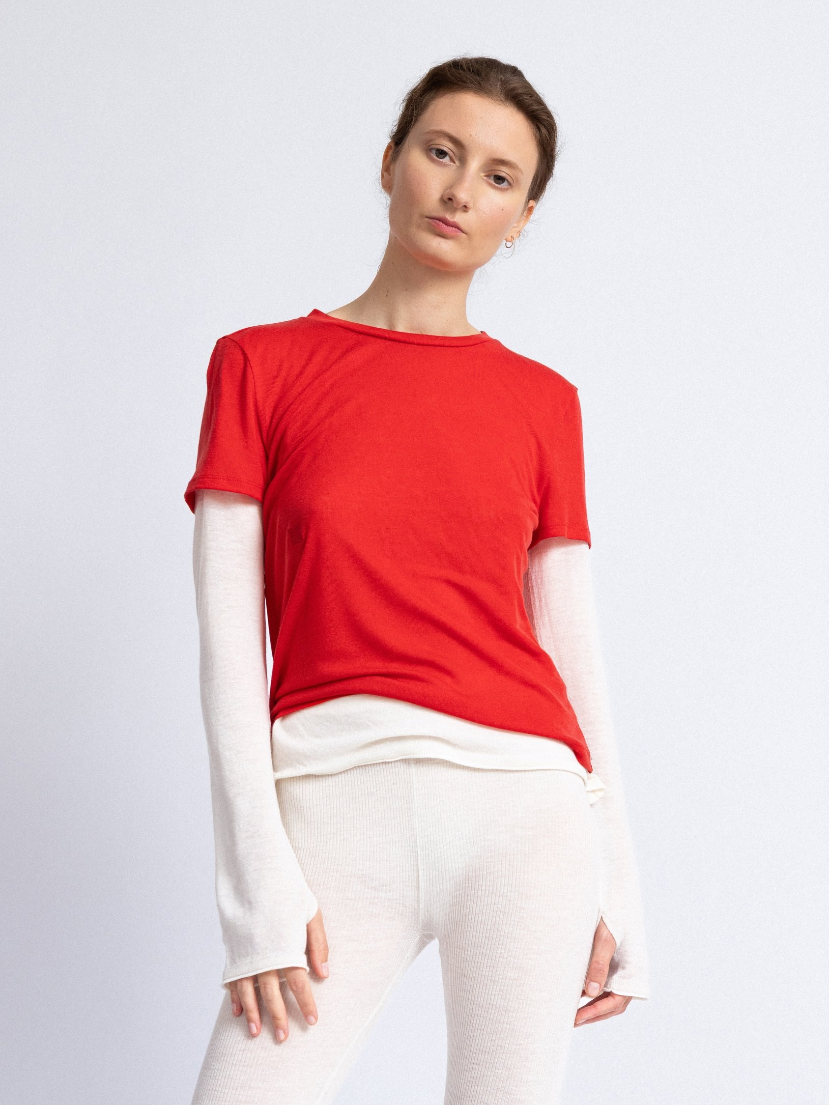 Core Wool Blend Tee in Red