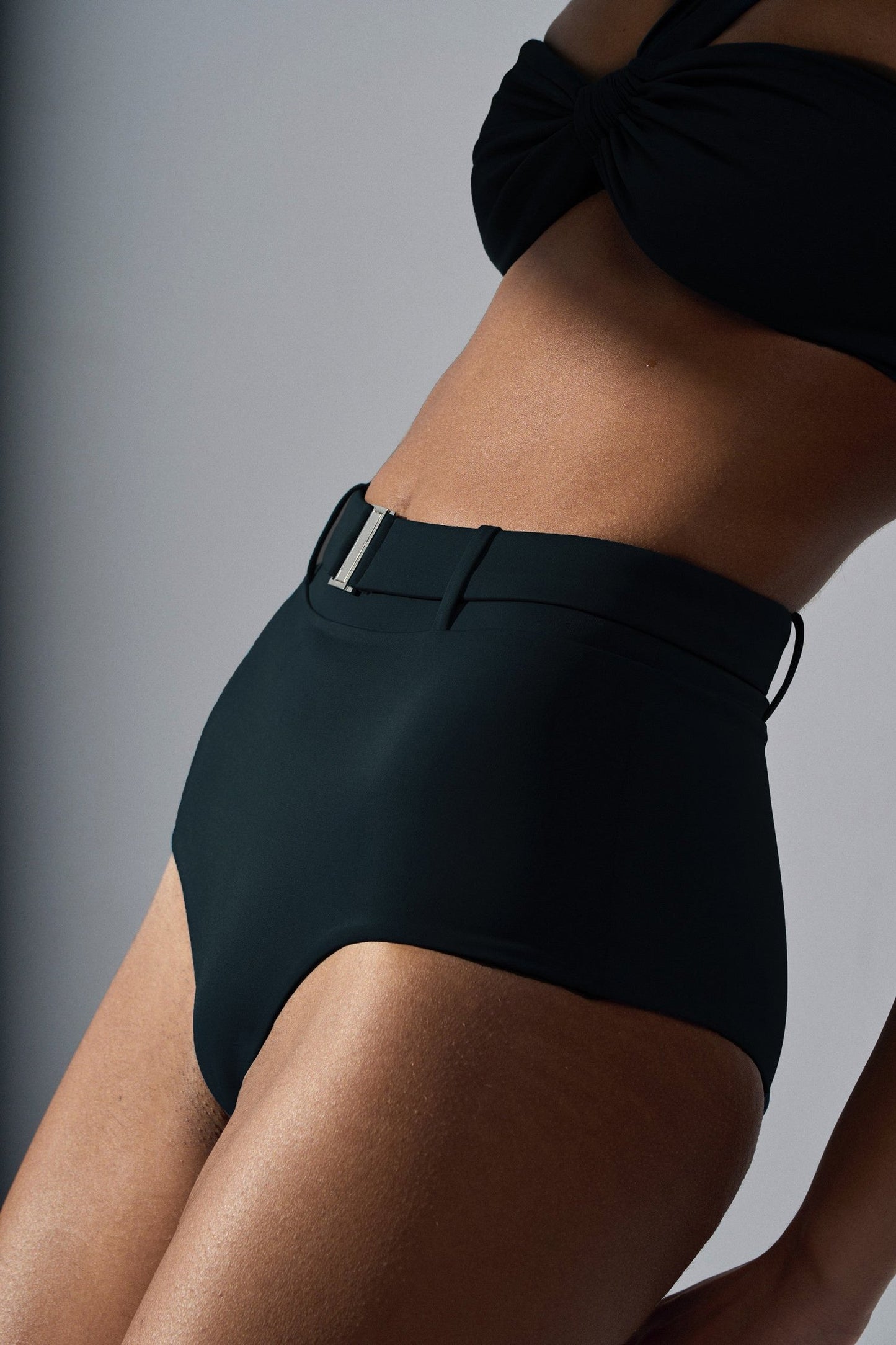 Onyx High Waist Belted Bottom / Black