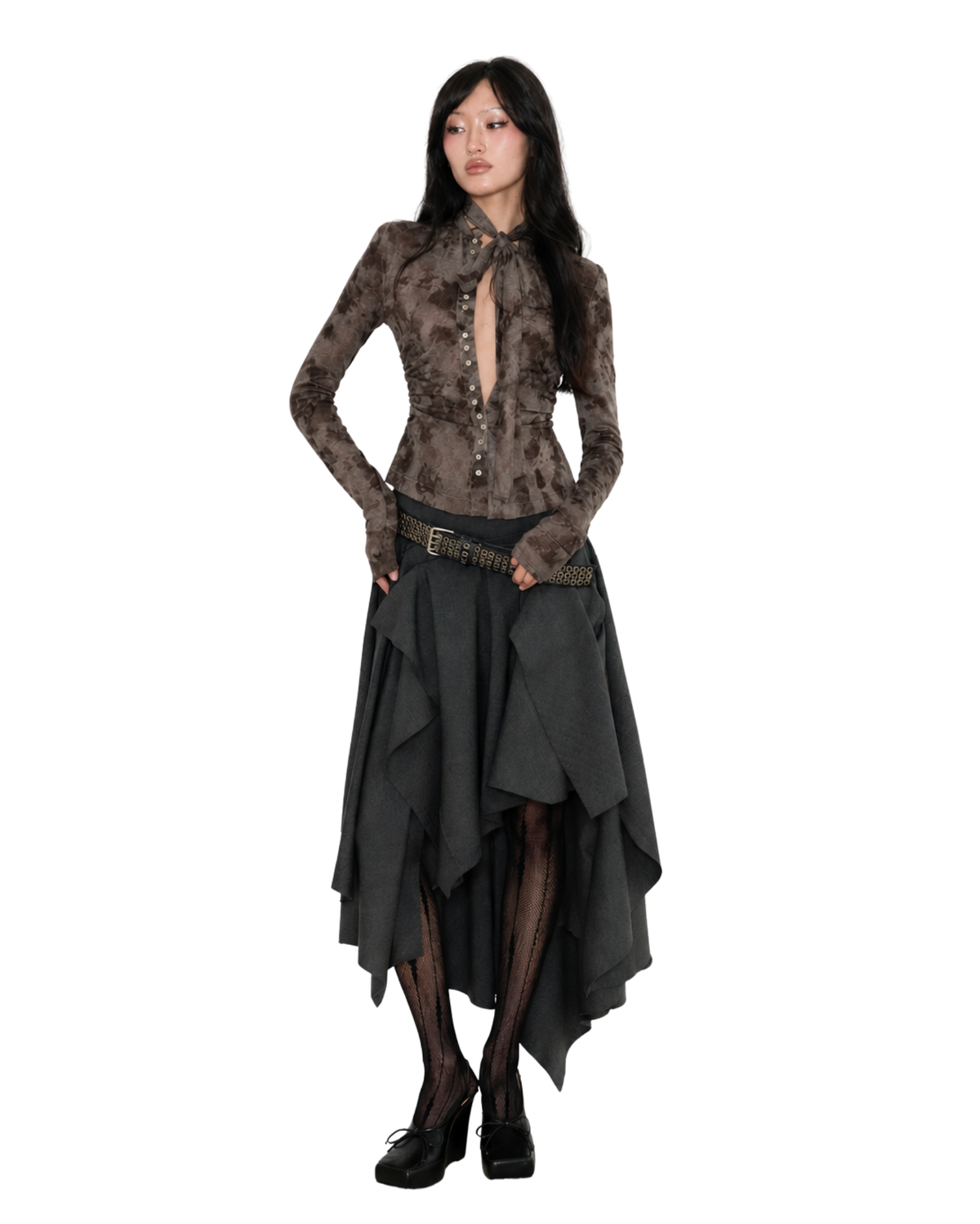 MAIRA Asymmetrical Draped Skirt