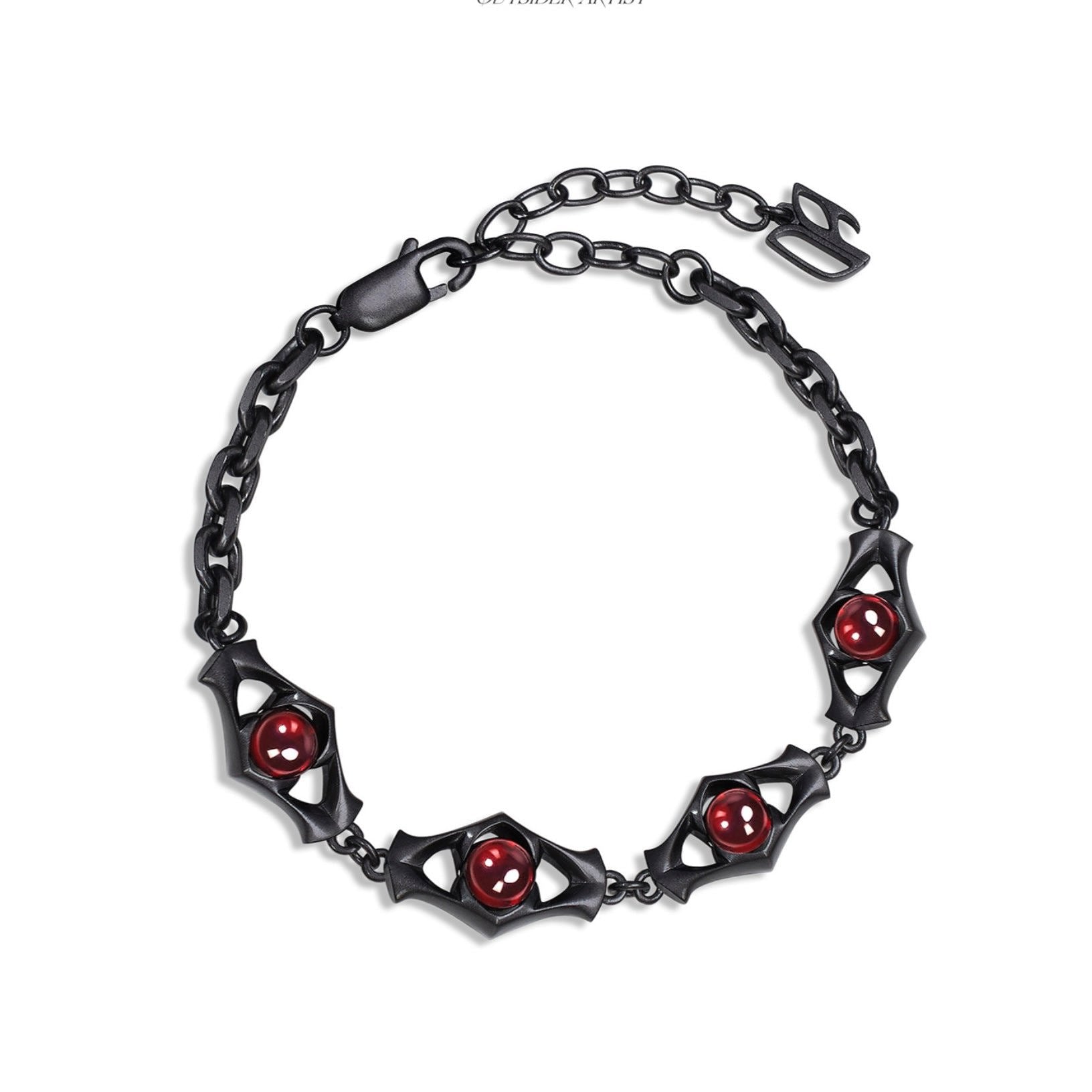 Orbit Bracelet | Matte Black & Garnet