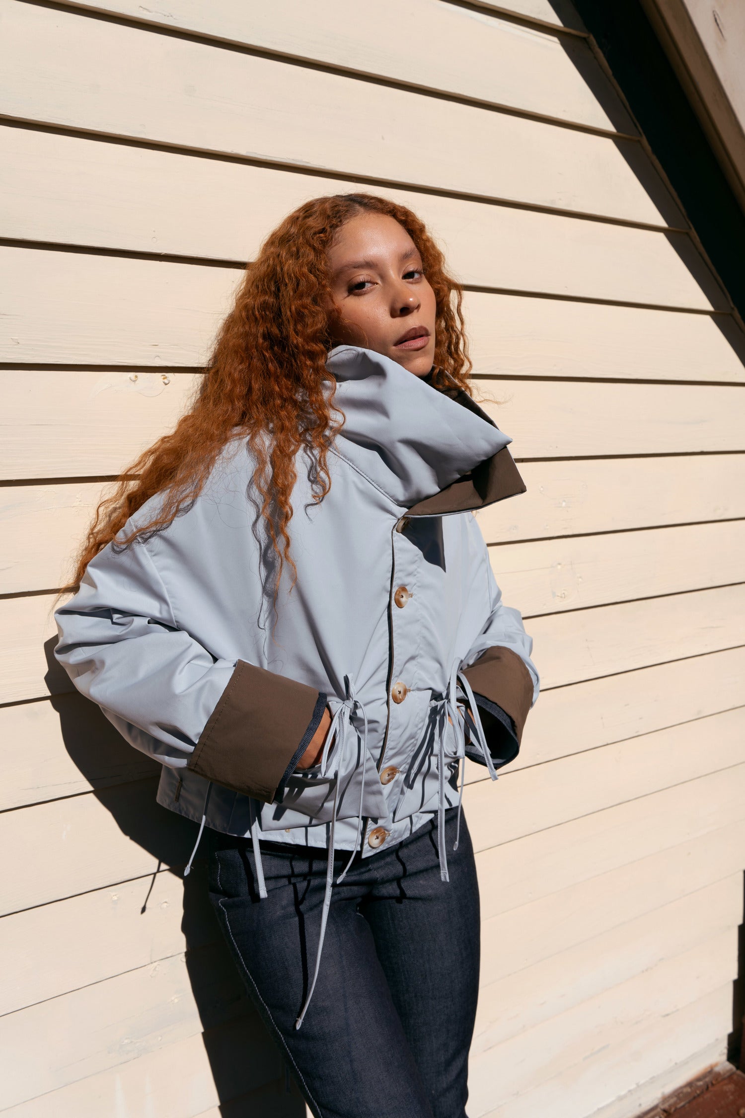 RAIN JACKET | ARCTIC MUD (LIGHT BLUE & BROWN)