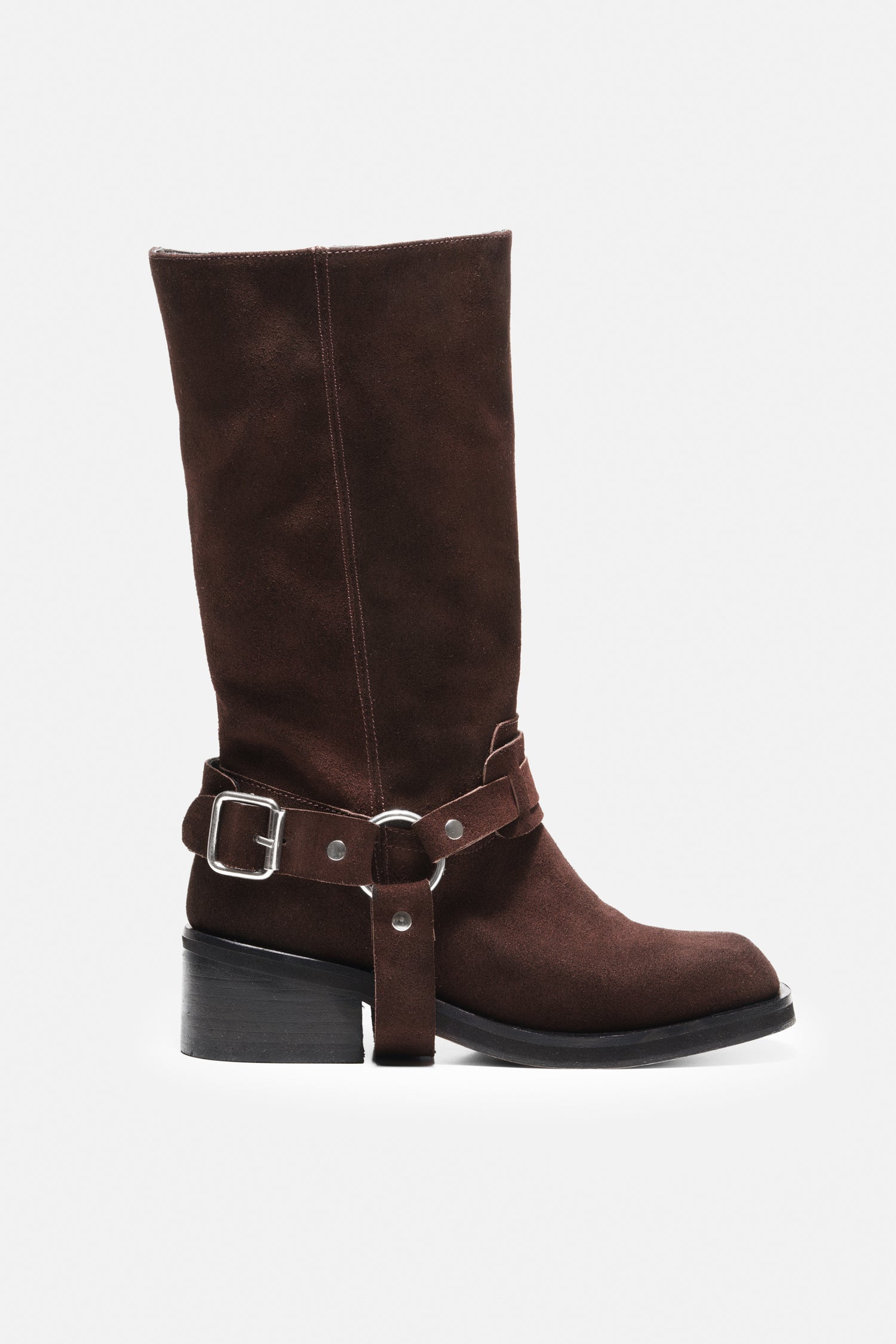 Ava biker boots suede chocolate