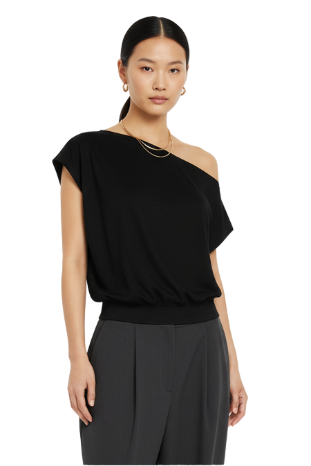BLACK ASYMMETRICAL TOP