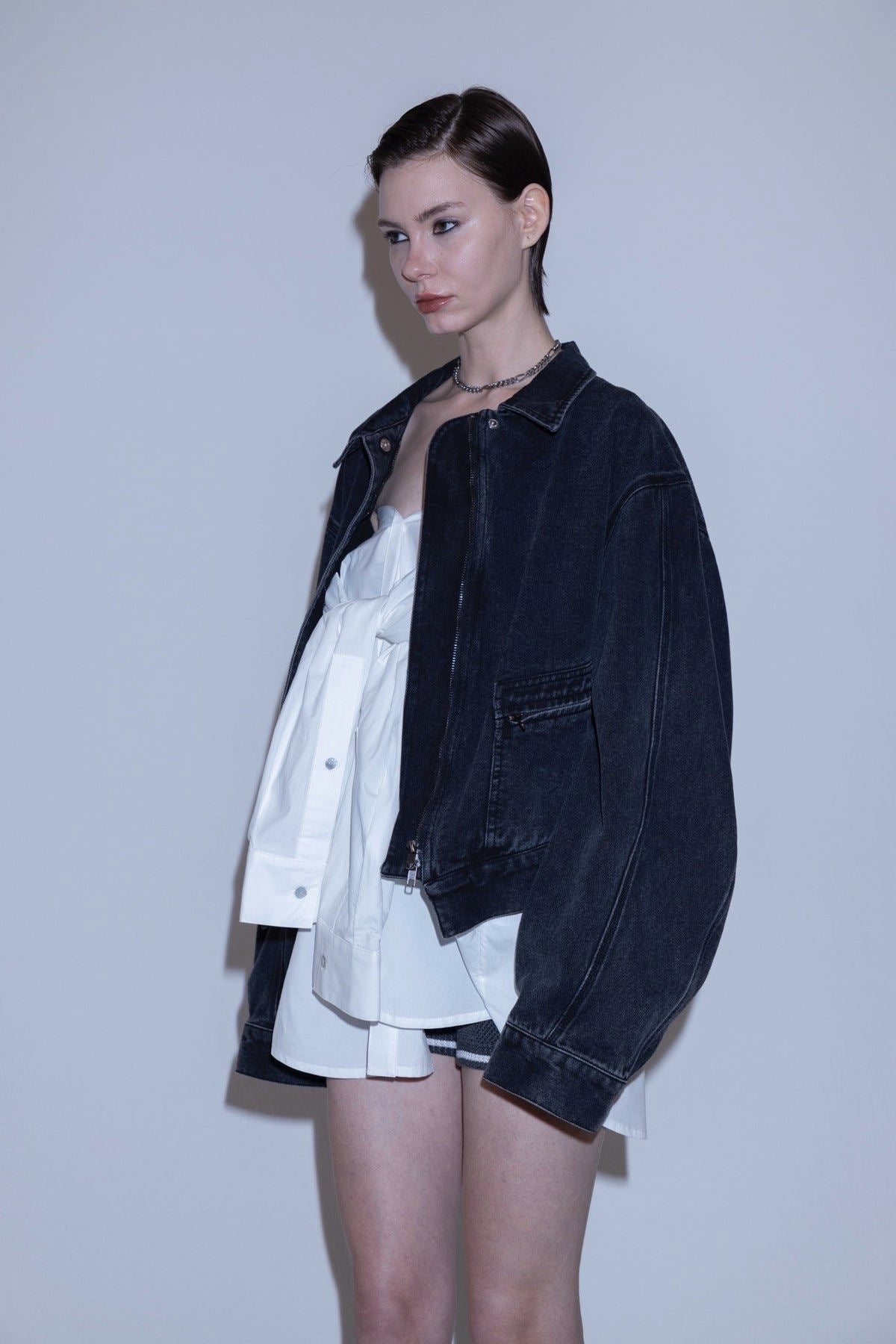 Angle denim jacket