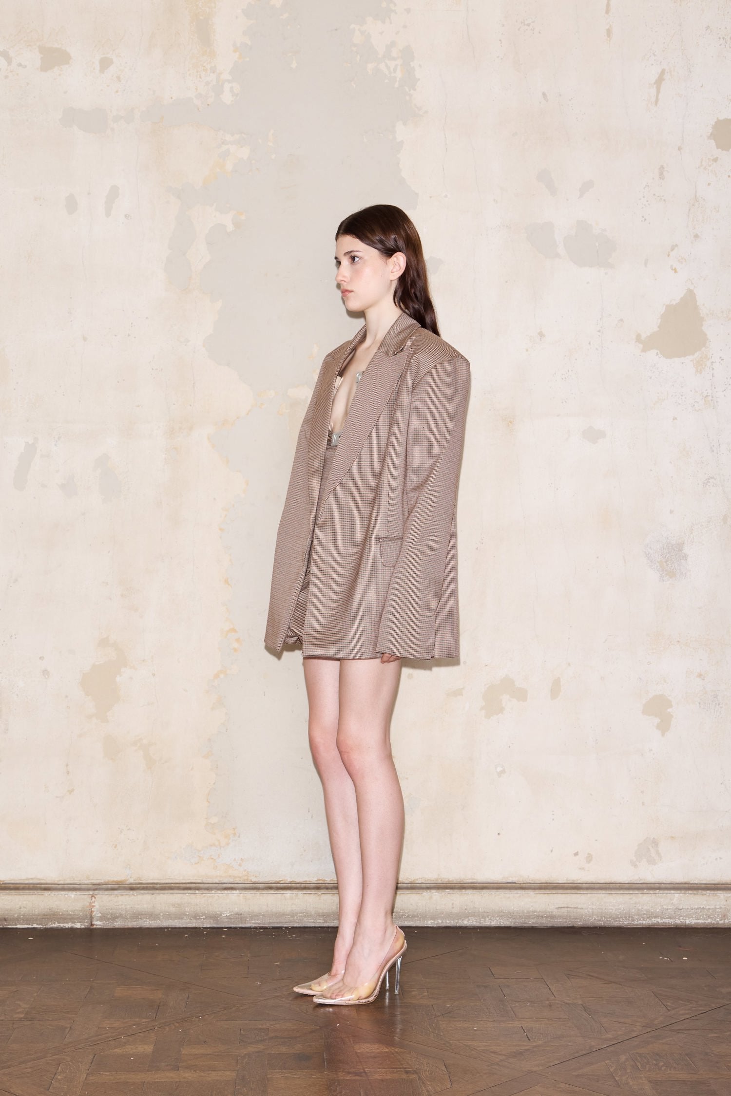 FLORIDA SKIRT BEIGE GLENCHECK -  Made To Order