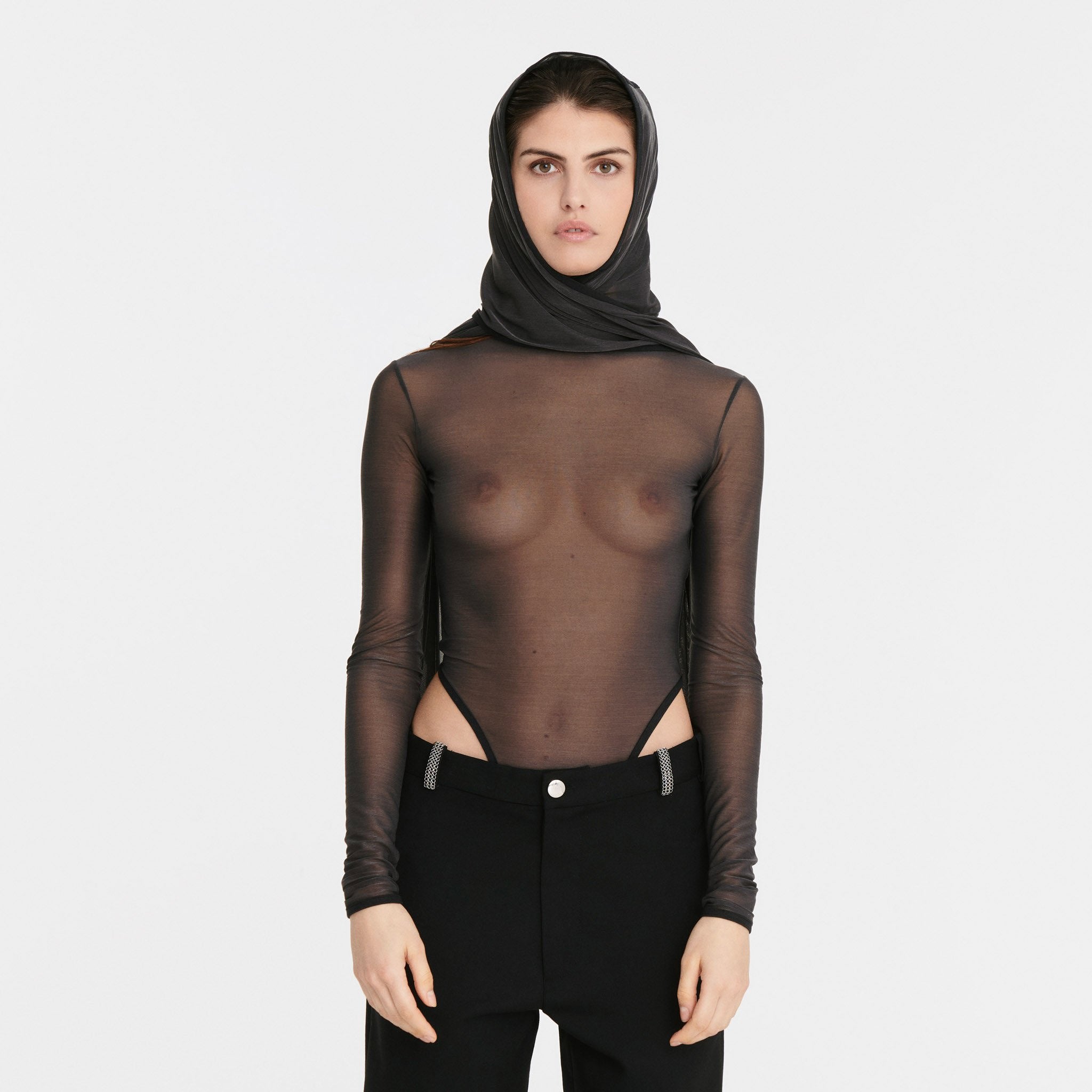 Madonna Bodysuit in Sheer Grey