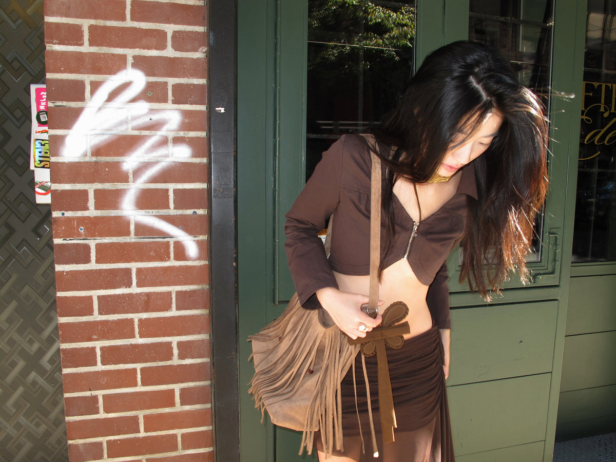 Temple Cropped Jacket in Brown