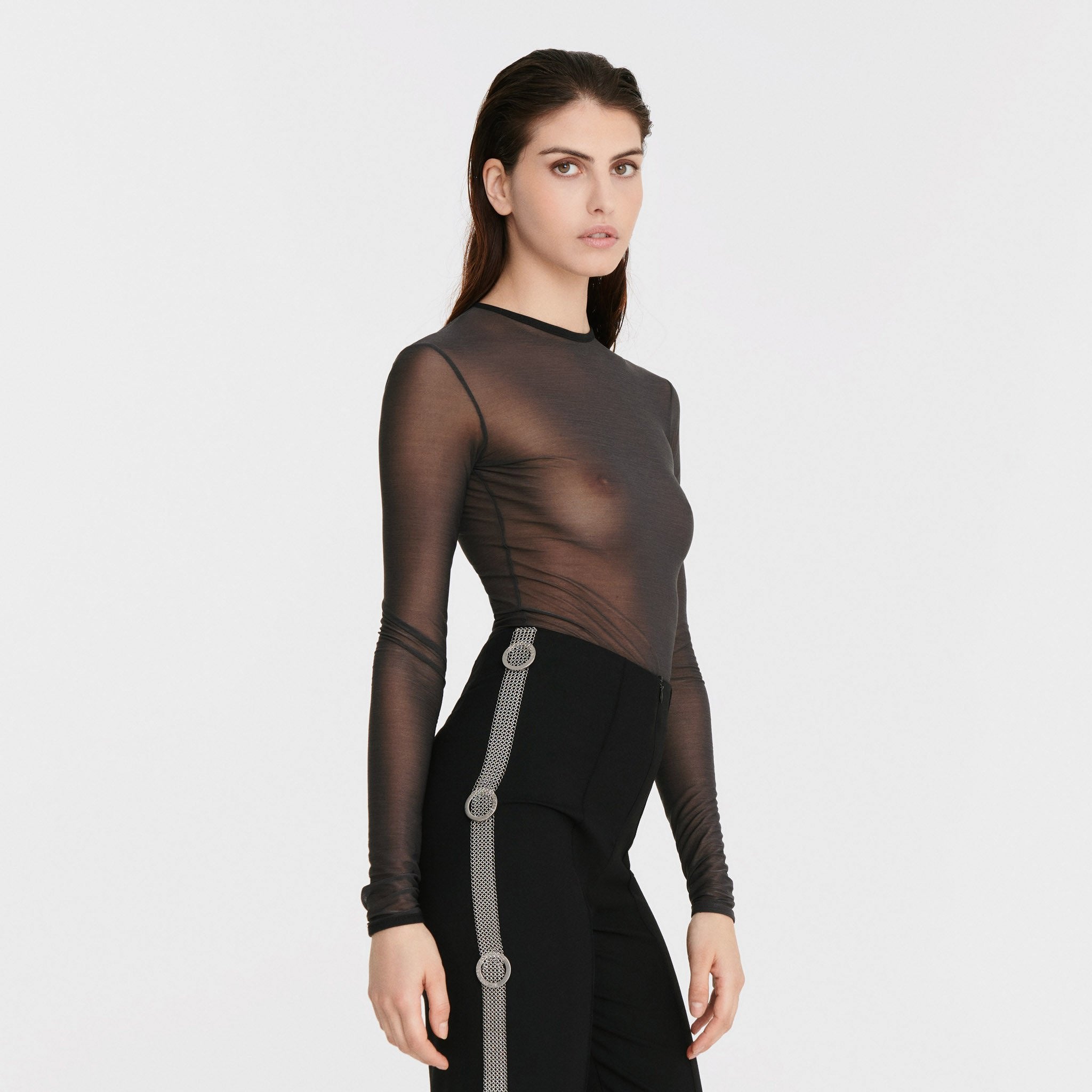 Madonna Bodysuit in Sheer Grey