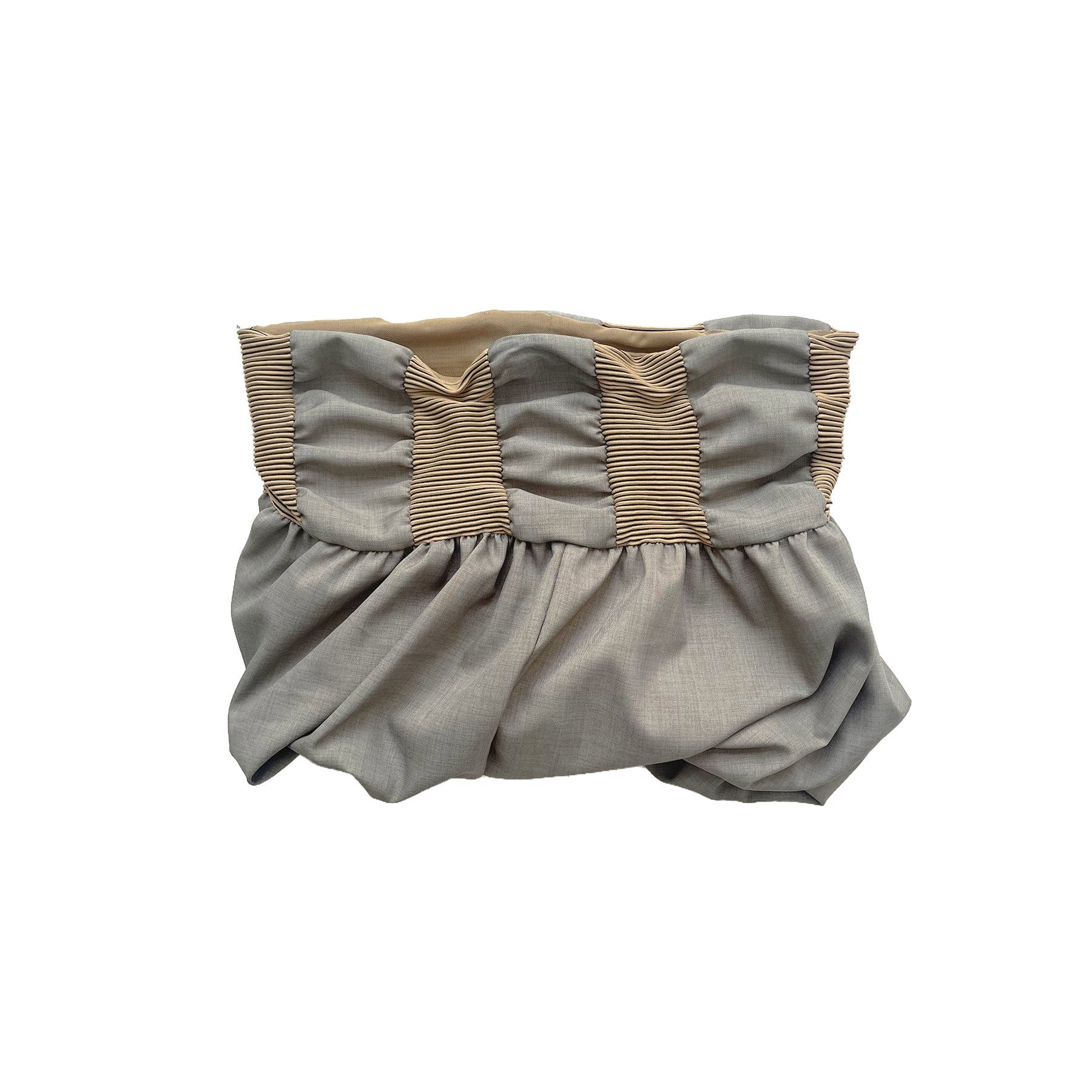 Ribbed Puff Mini Skirt Gray