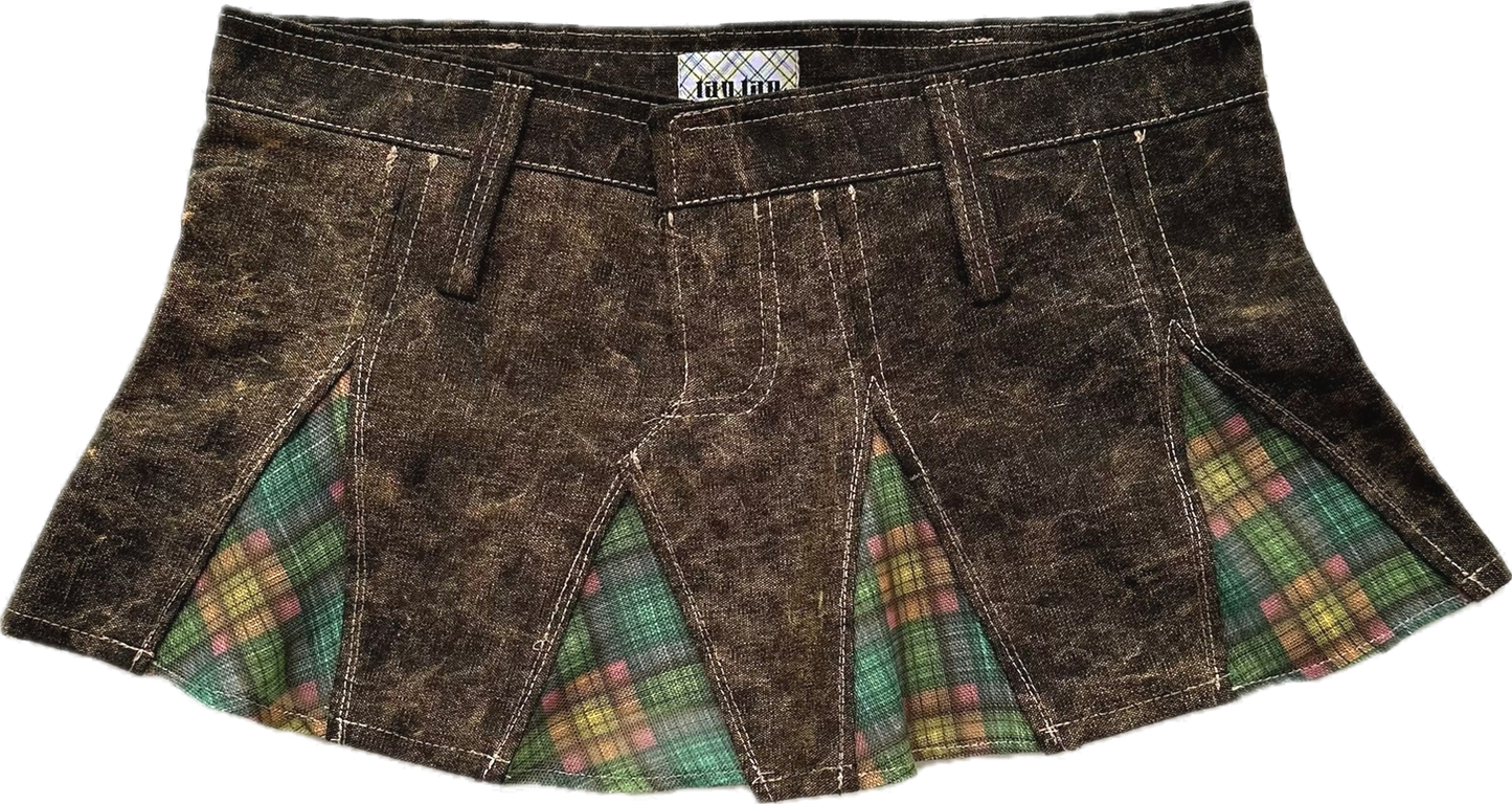 Tie-Dye Cotton Patchwork Flared Mini Skirt Aristo