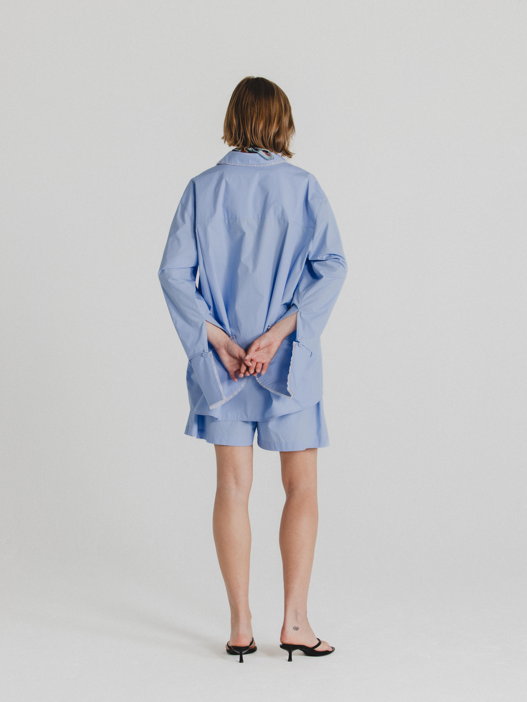 Cotton Poplin Oversized Shirt in Sky Blue