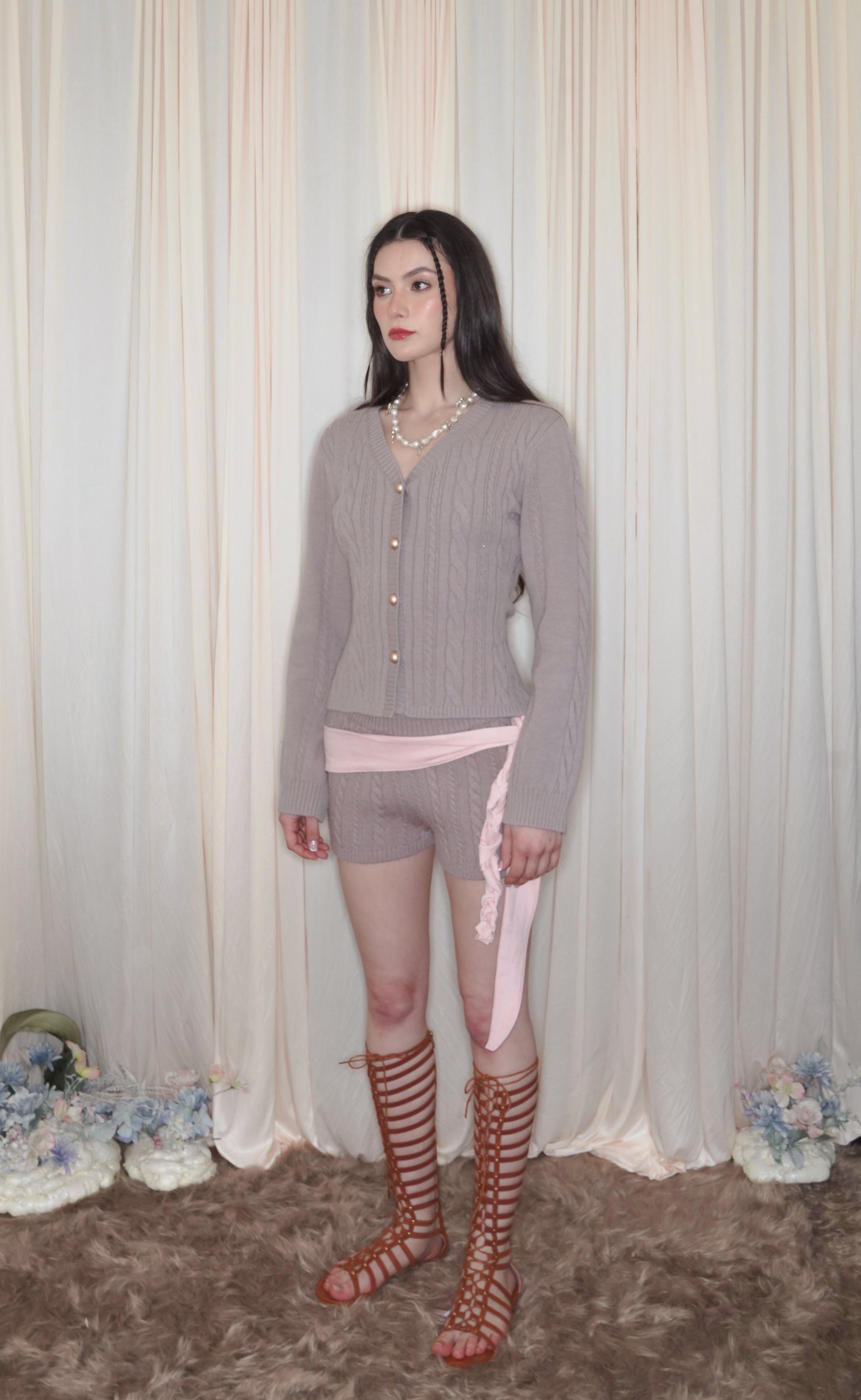 ARTEMIS MAUVE KNIT CARDIGAN