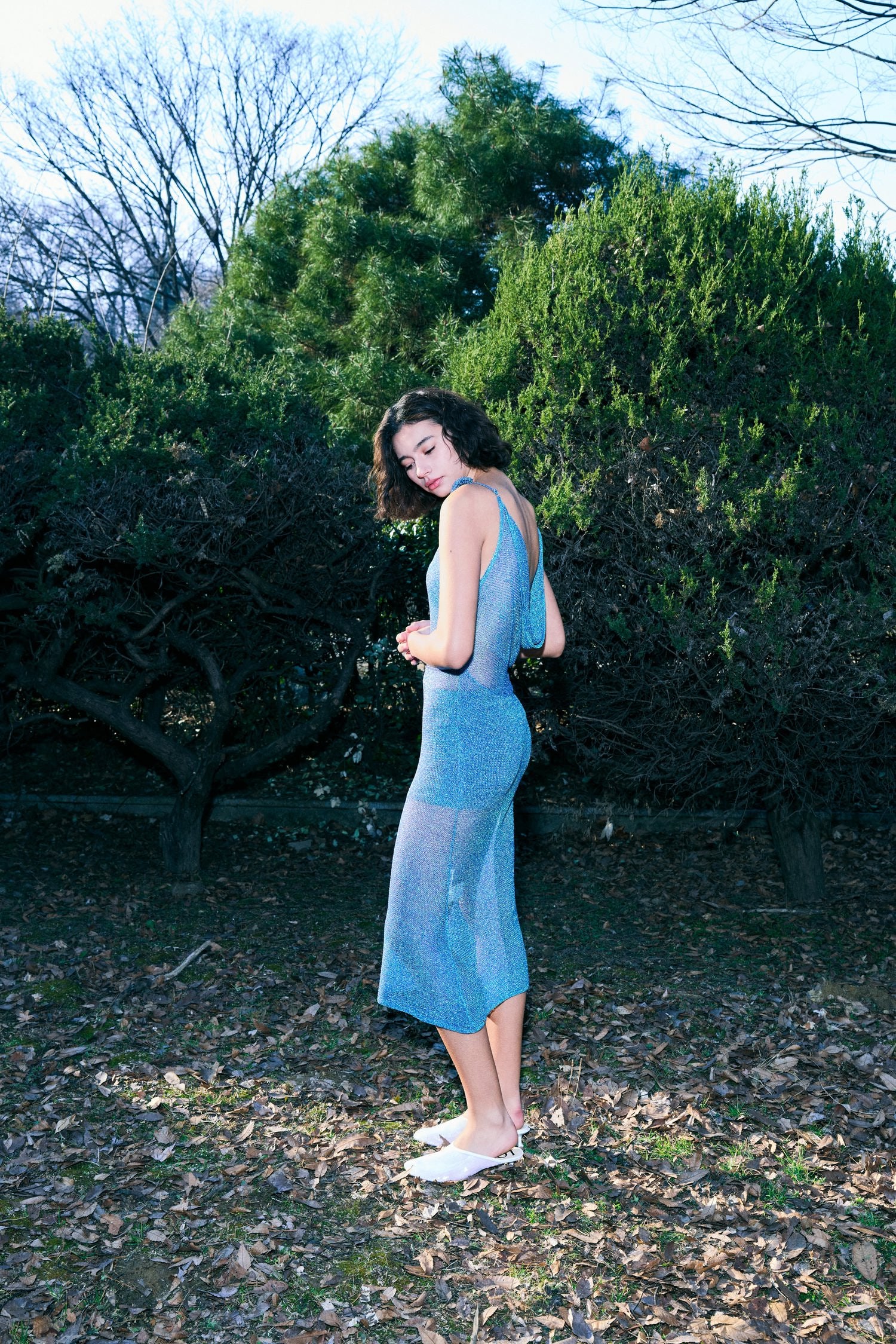The Galaxy Cowl Back Dress in Twilight
