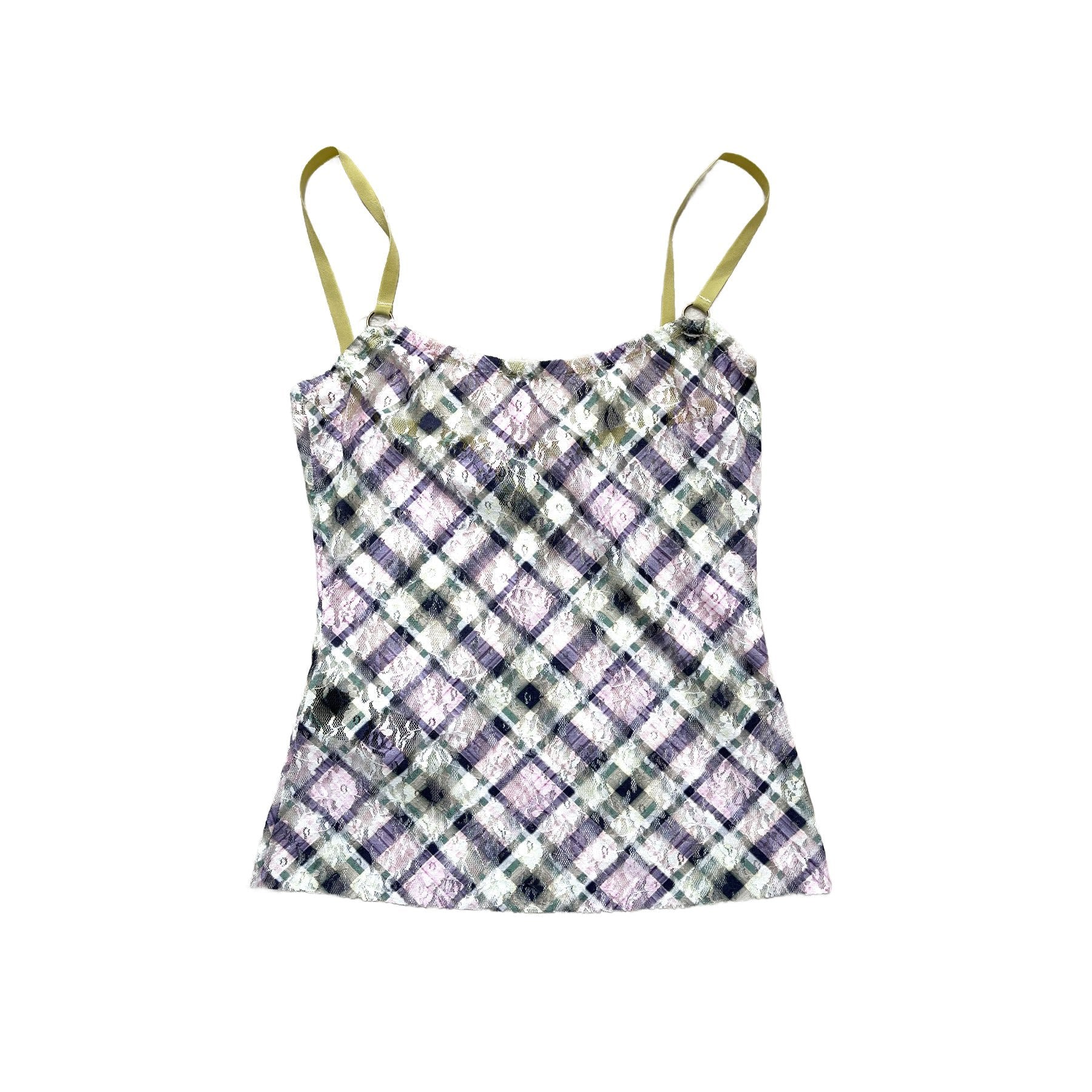 Stretch Lace Cami Top Lucid Plaid