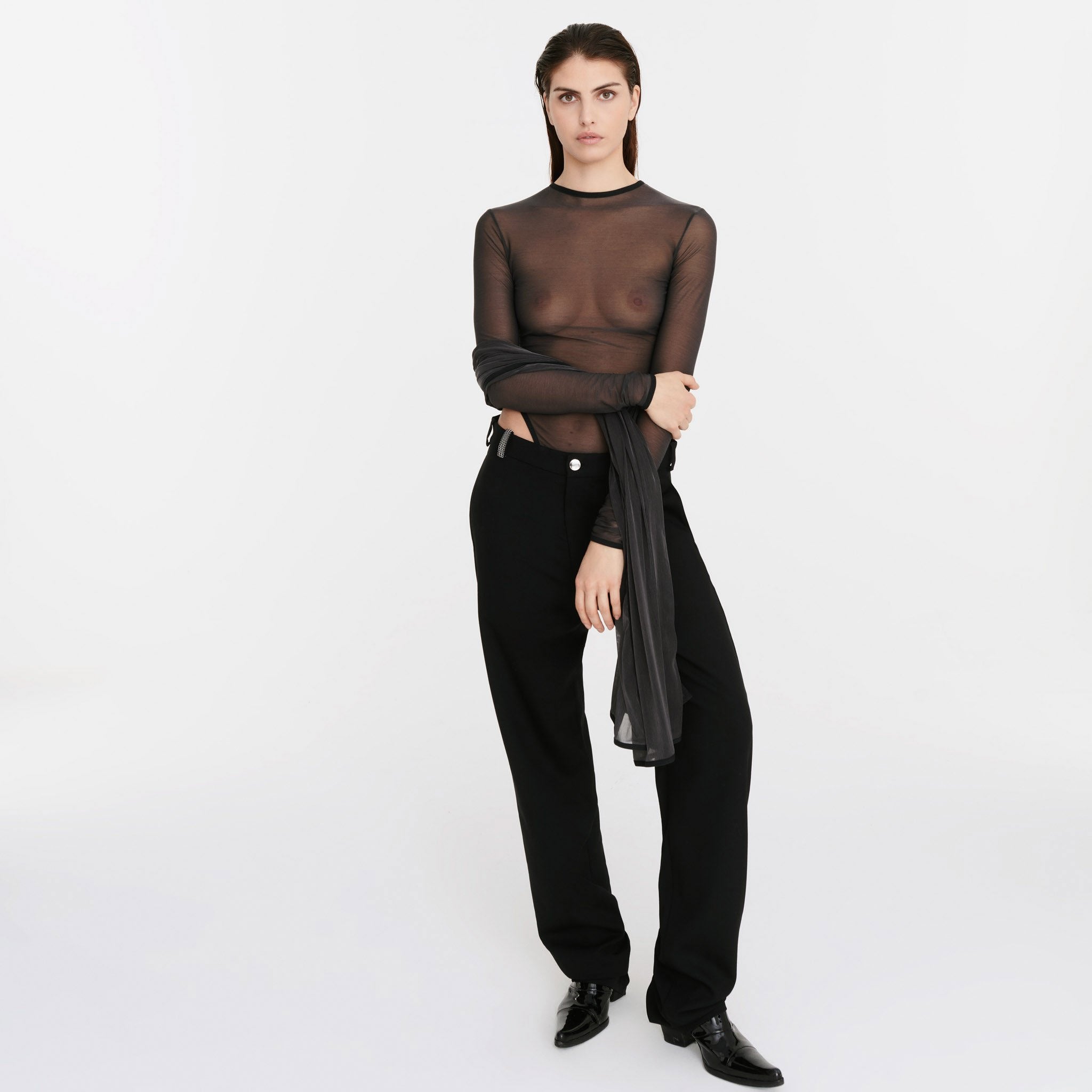 Madonna Bodysuit in Sheer Grey