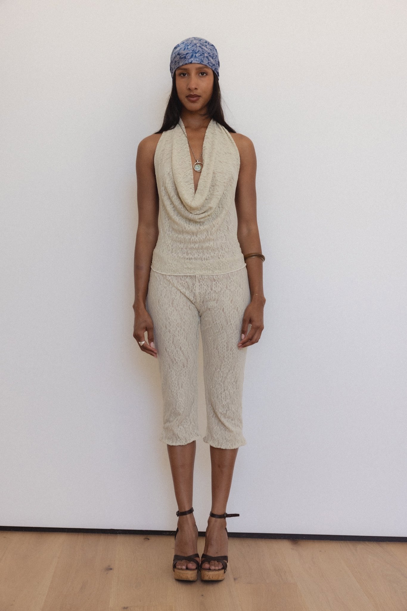 Psyche Capri in Sandstone Lace