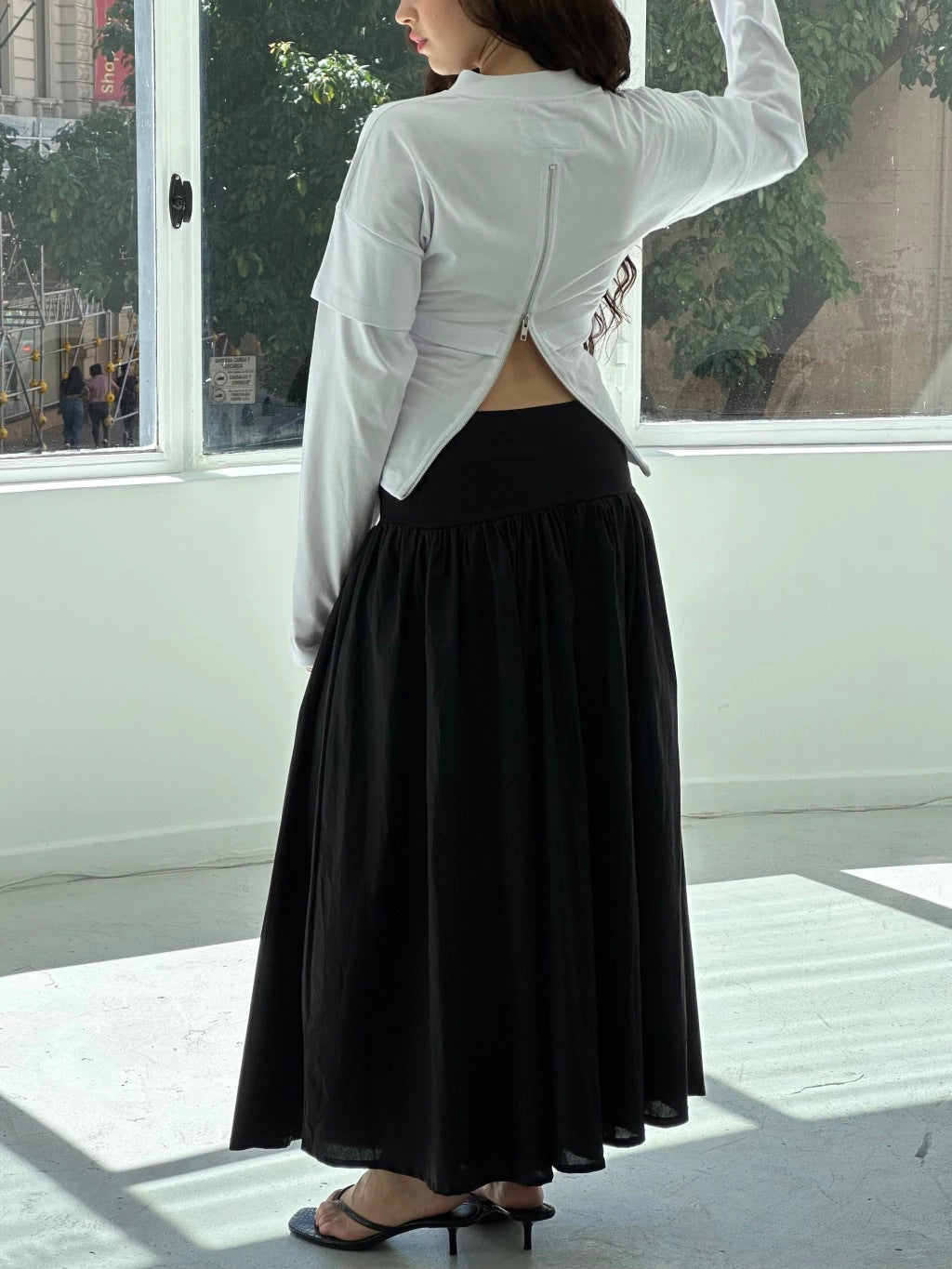 REMERA ZIP ON THE BACK - LONG SLEEVE - WHITE