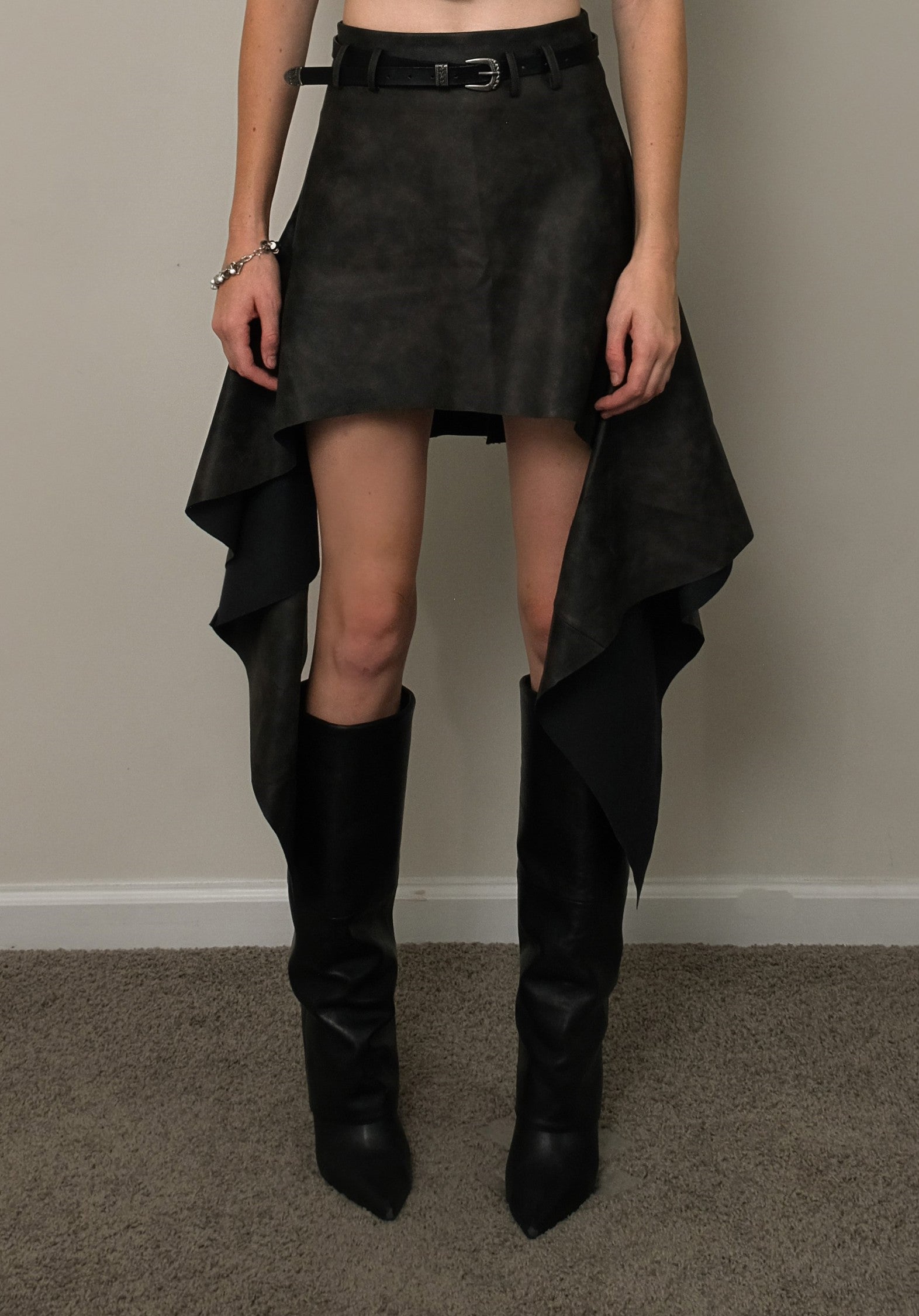 STONE OATH PU SKIRT