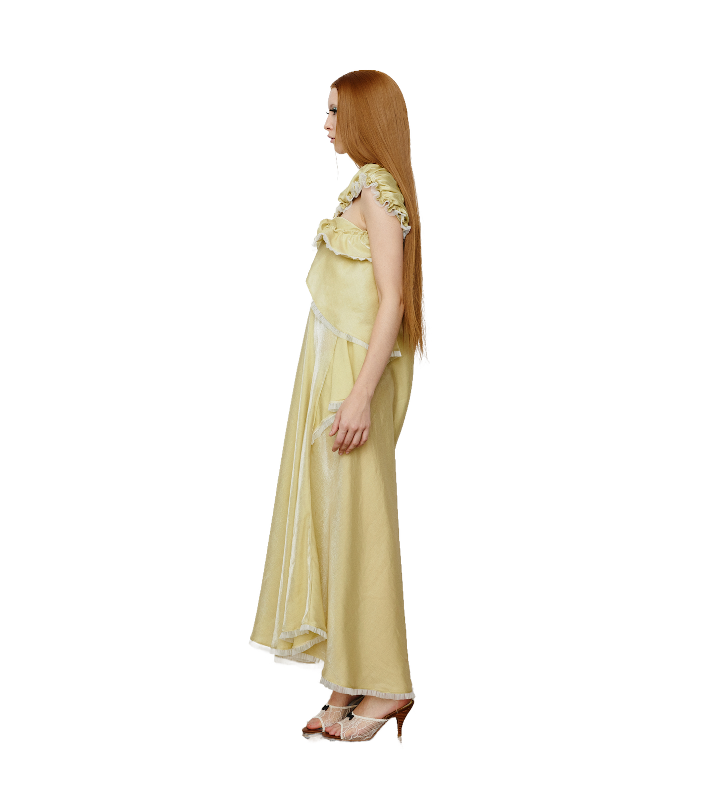 Lemon Glossy Satin Dress
