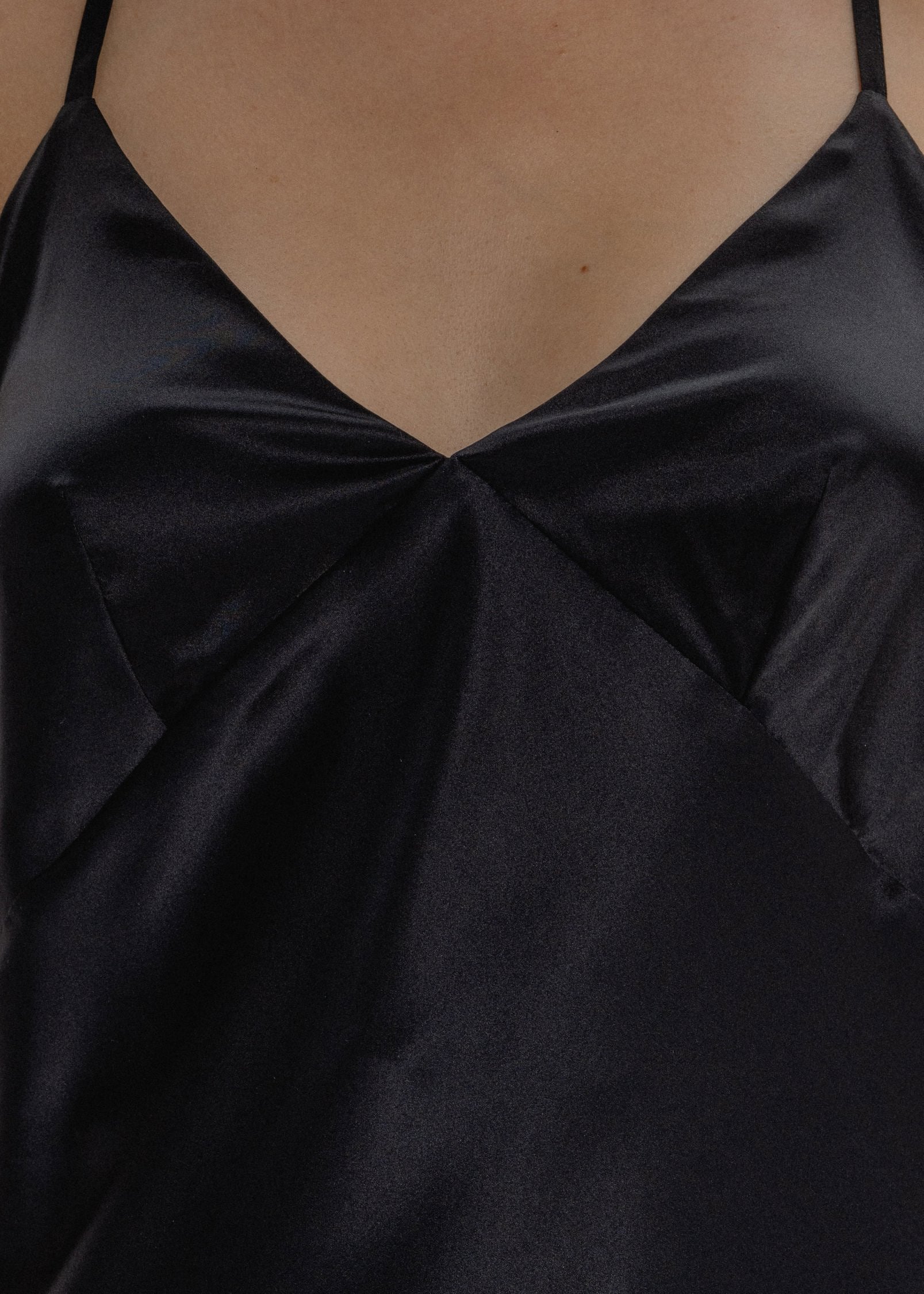 Maxi Silk Slip Dress in Black