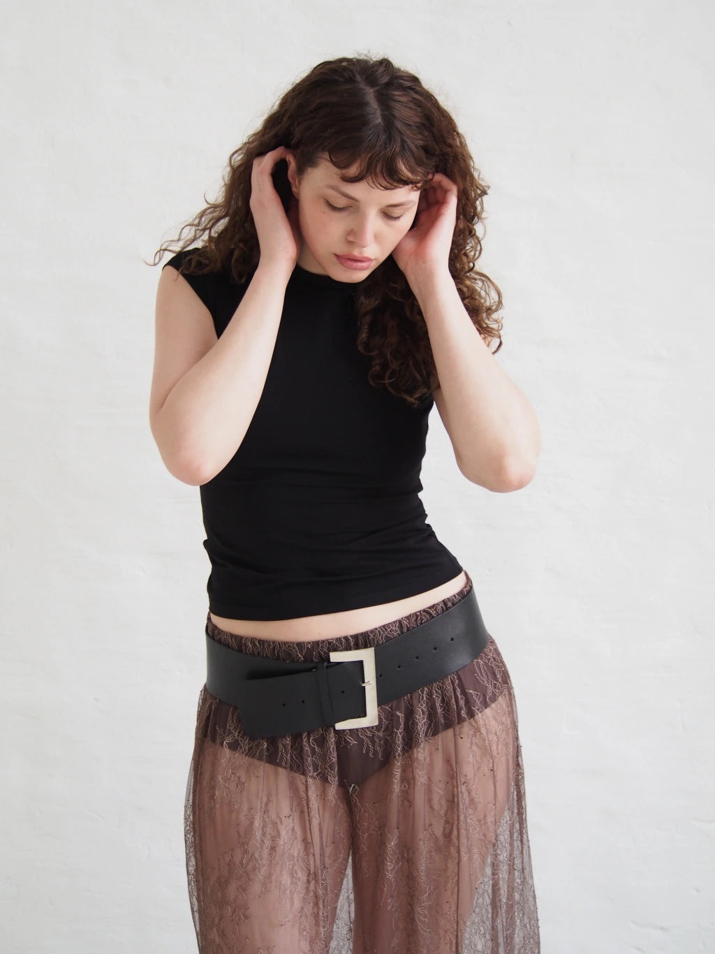 WIDE LEATHER BELT - BLACK