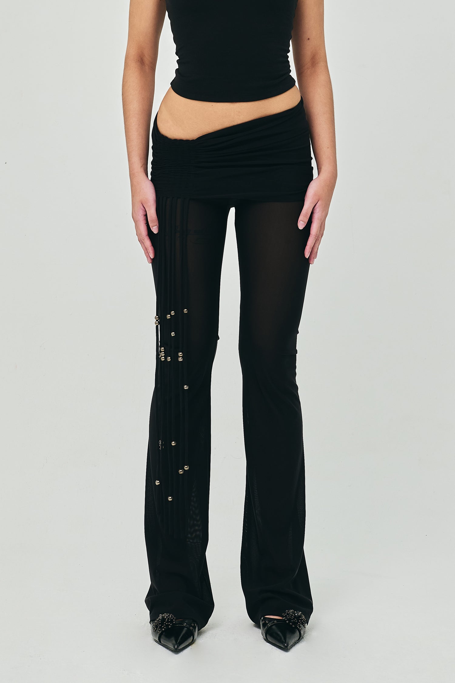 MESH WHIP PANTS BLACK