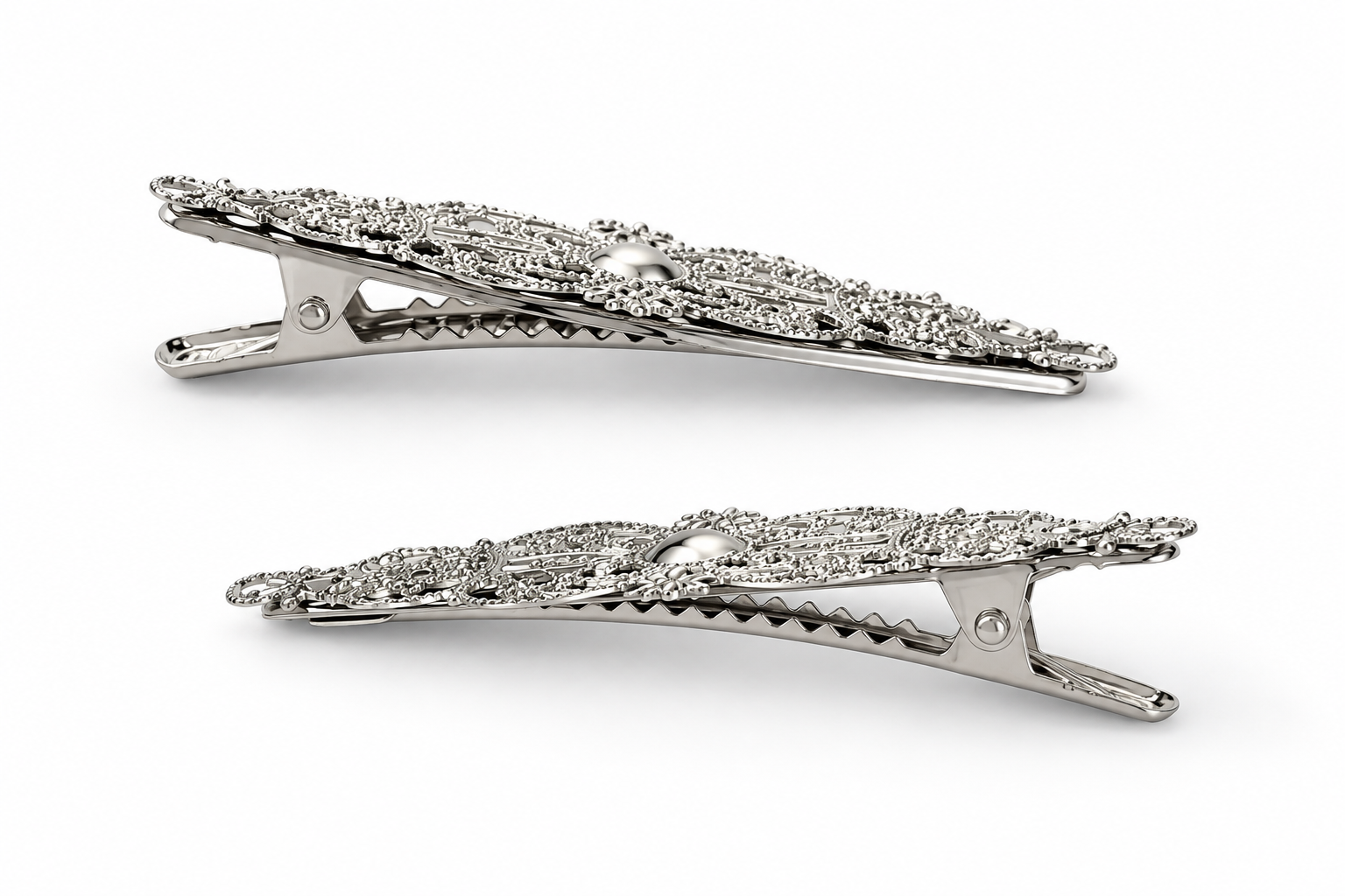 Silver Filigree Hairclips