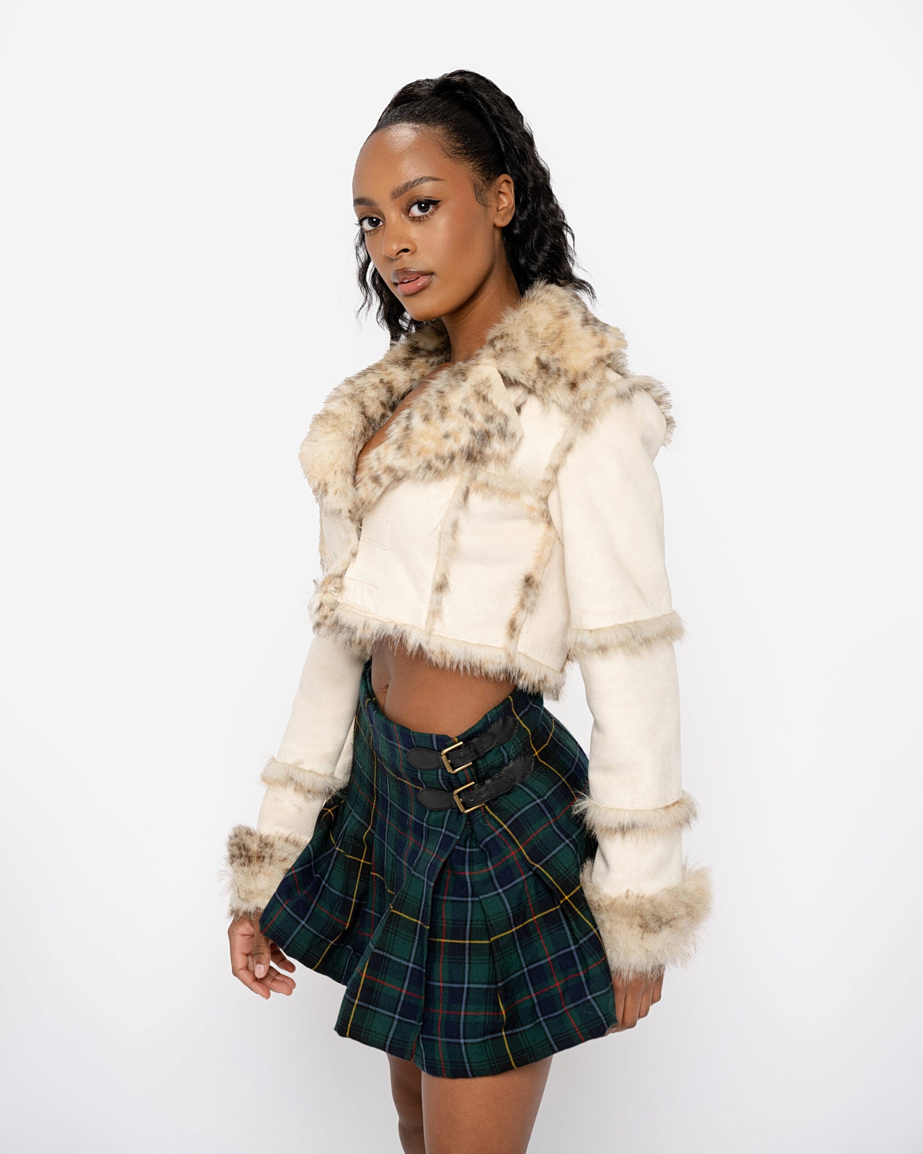 Bubble Plaid Mini Skirt