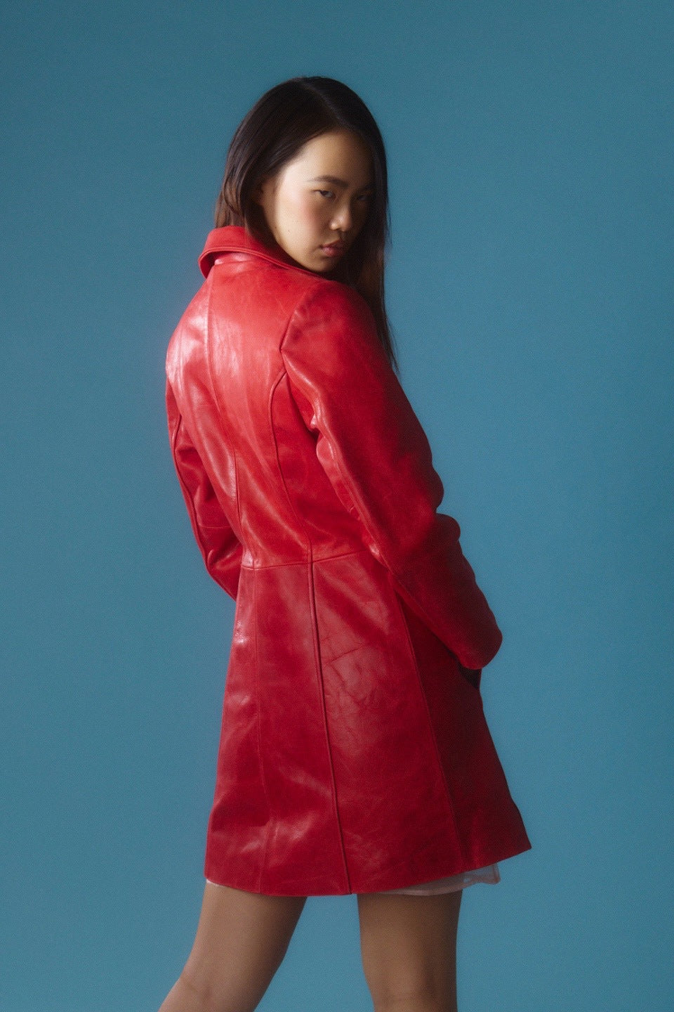 LEATHER TRENCH RED