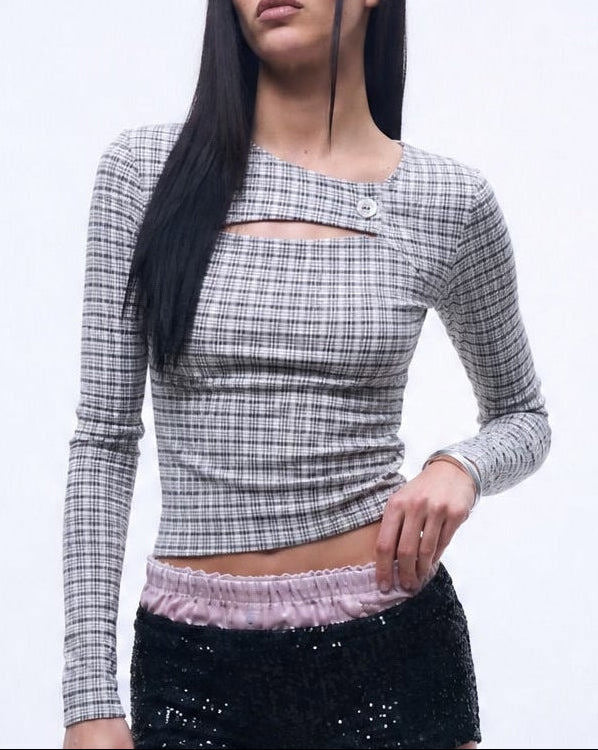 KEY LONG SLEEVE IN GRAY PLAID