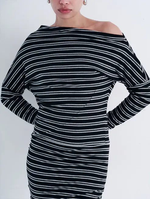 leslie dress in stripe