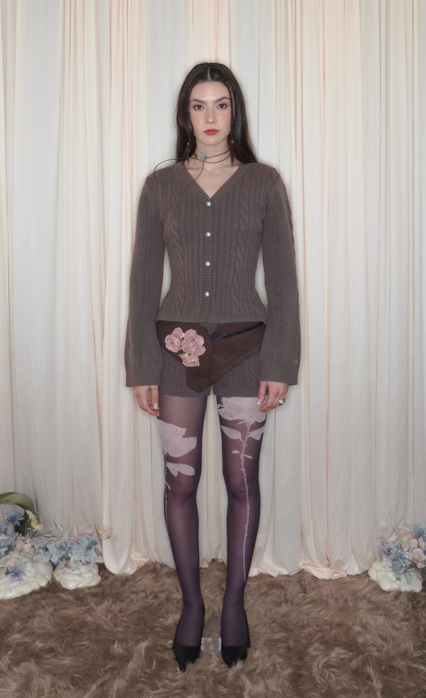ARTEMIS UMBER BROWN KNIT CARDIGAN
