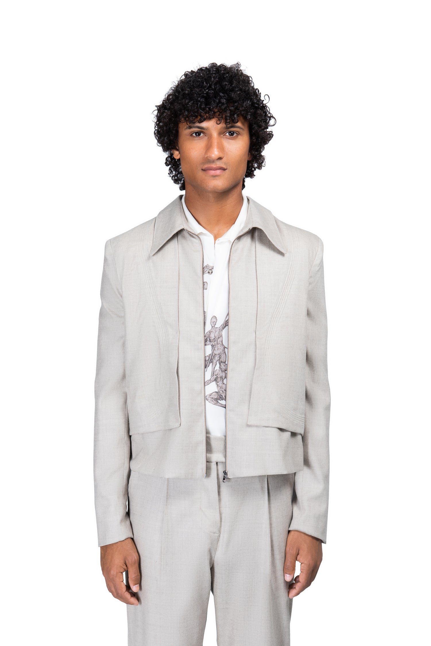 Piped Suit Jacket