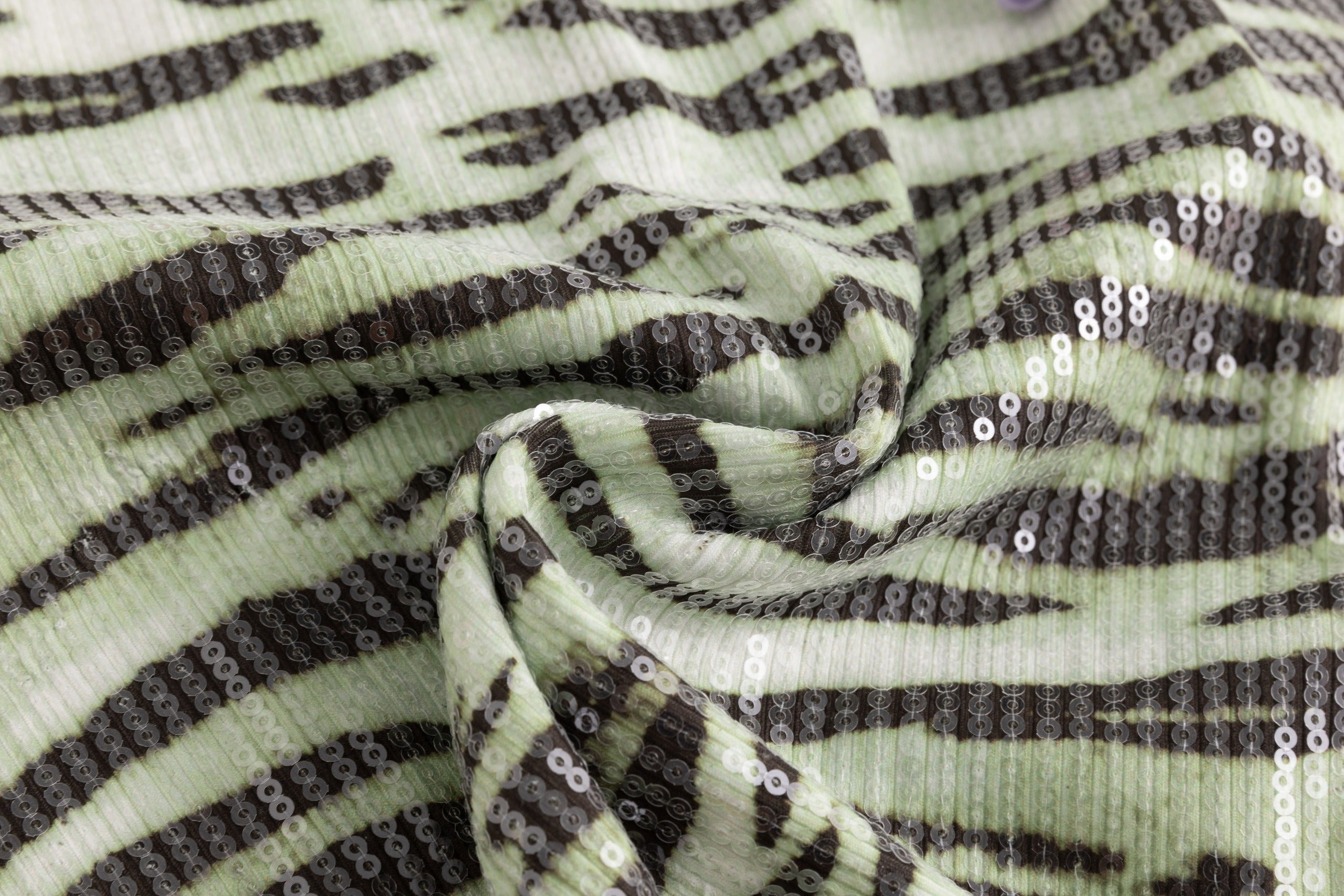 Green Zebra Sequin Jersey Cami Strap Top