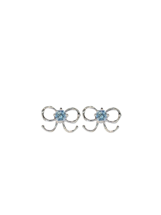 Blue Mini Bow Studs S925