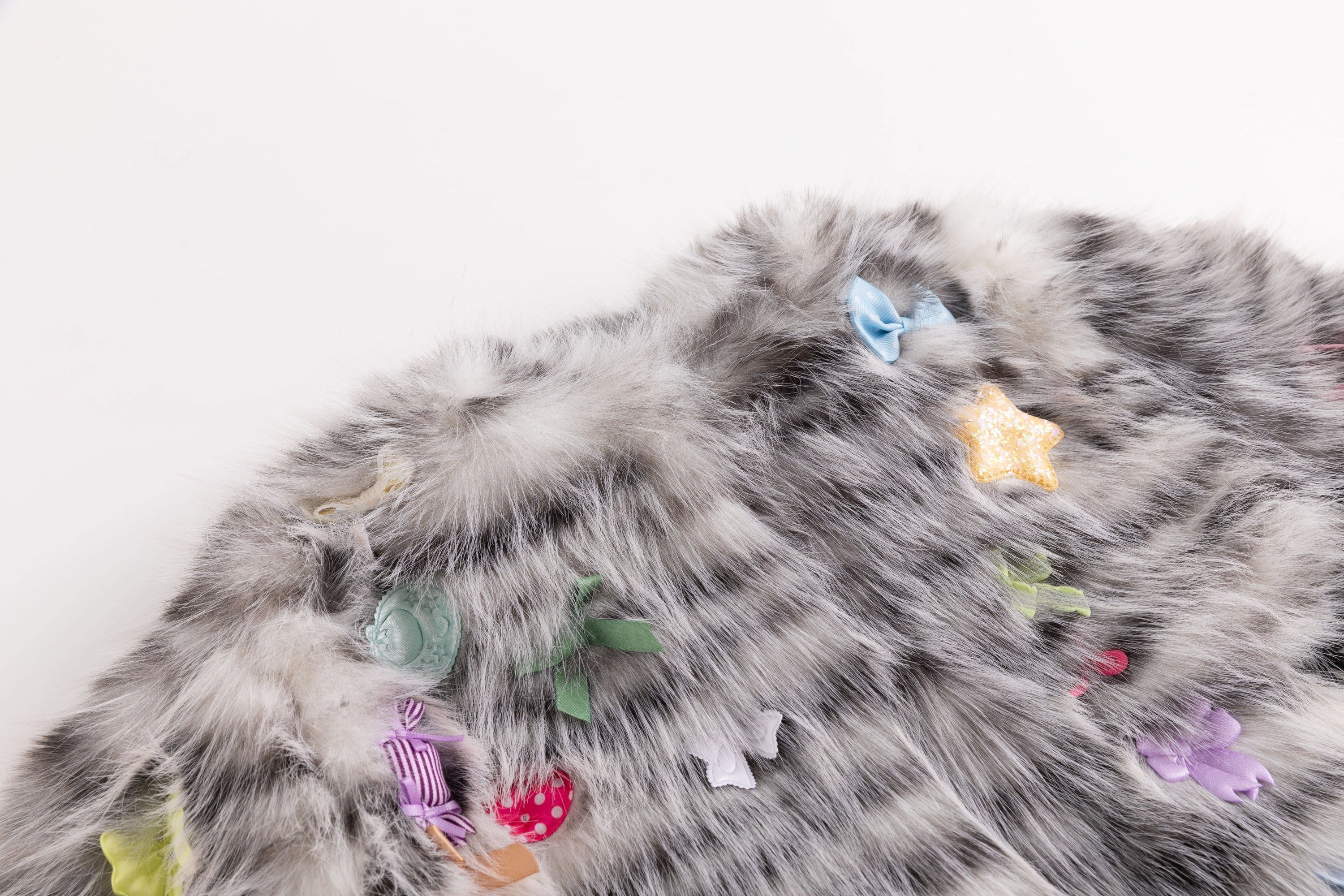 Sprinkle Cake Faux Fur Coat Gray Tiger