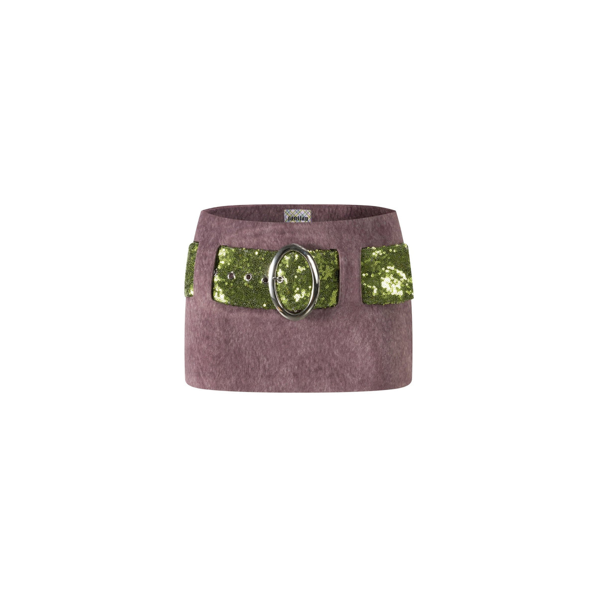 Purple Suede Sequins Belted Mini Skirt