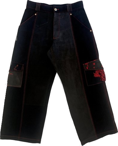 EMBROIDERED DENIM CARGO PANT - MULTIPLE COLORS